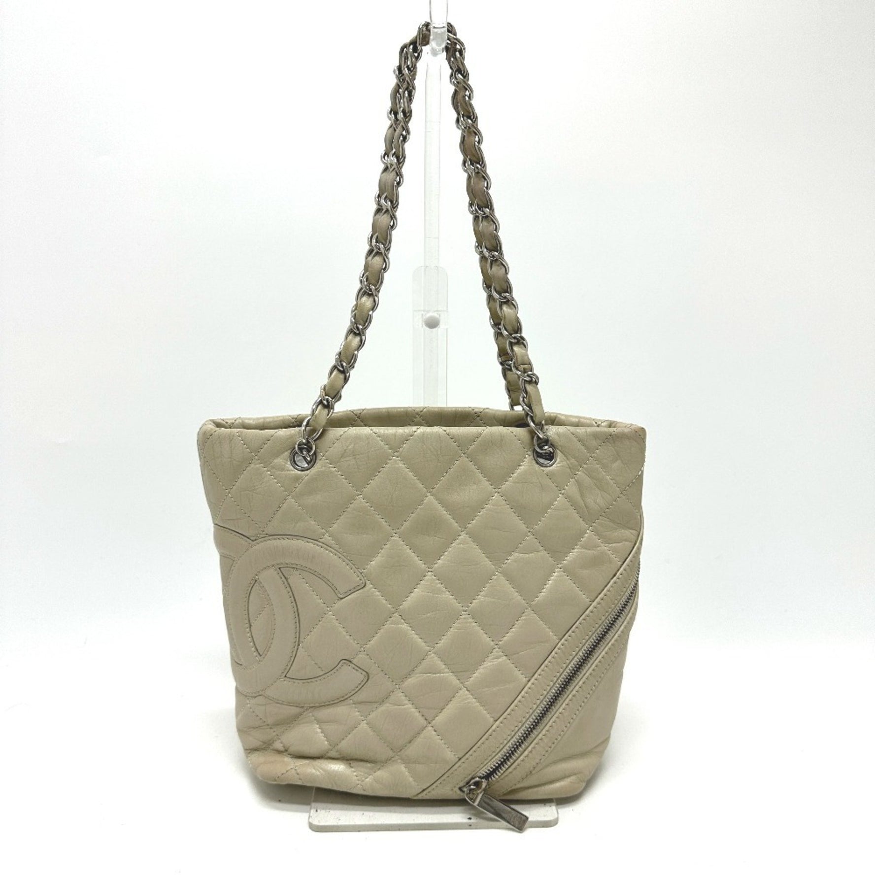 CHANEL Cambon Cotton Club CC Coco Mark Chain Shoulder Bag in Leather
