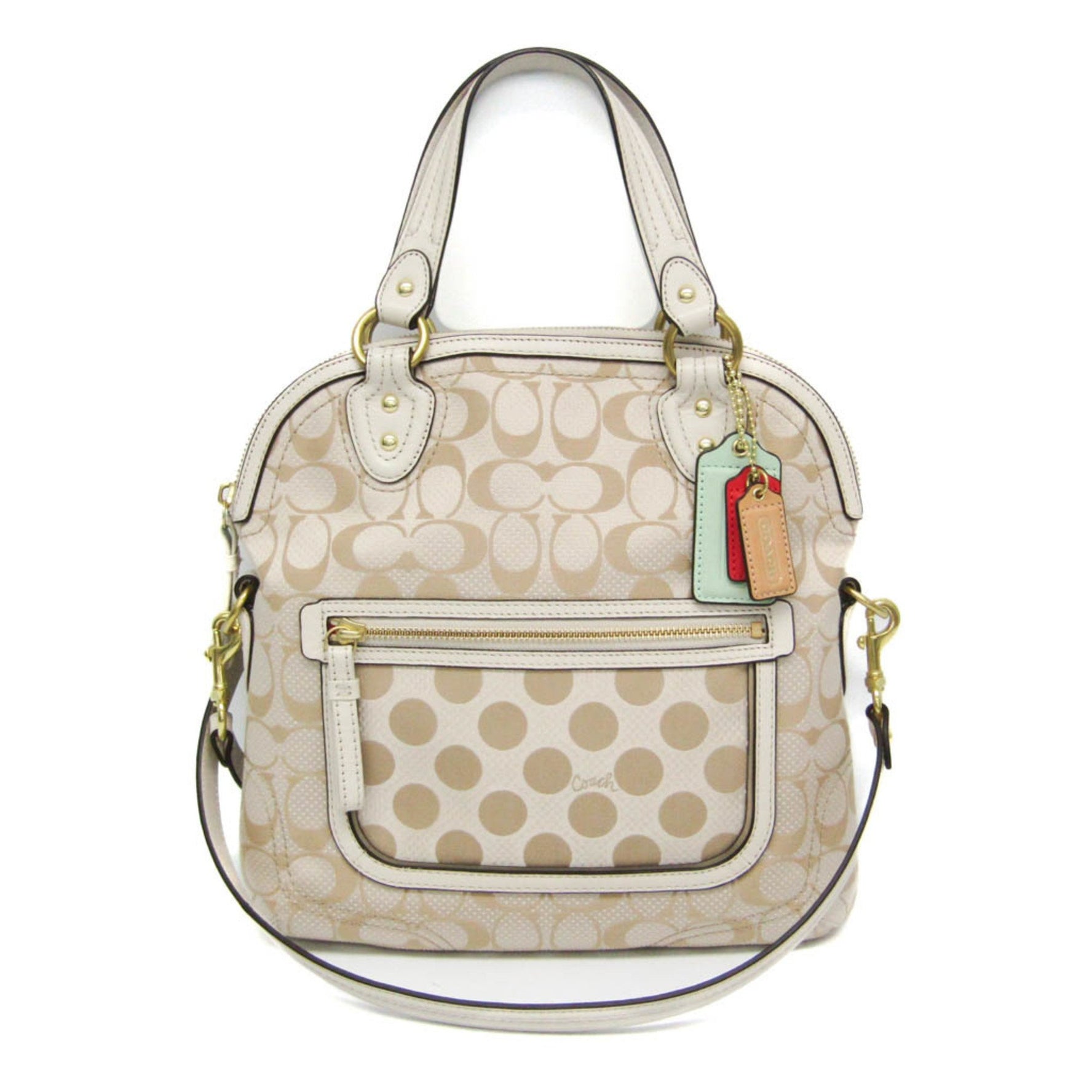 Coach Signature Canvas,Leather Handbag,Shoulder Bag Light Beige,Off-white