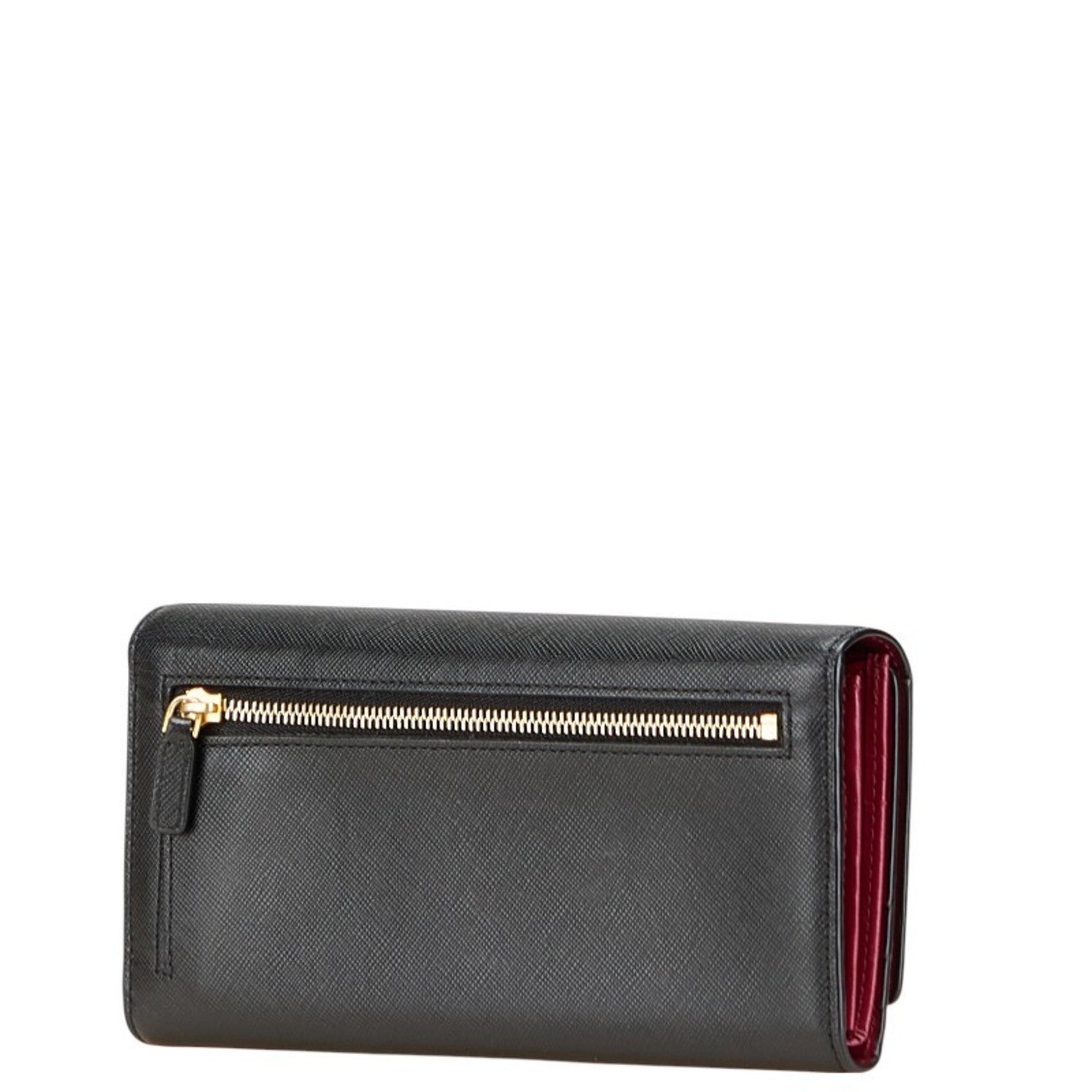 MCM Ribbon Long Wallet in Black and Purple Leather