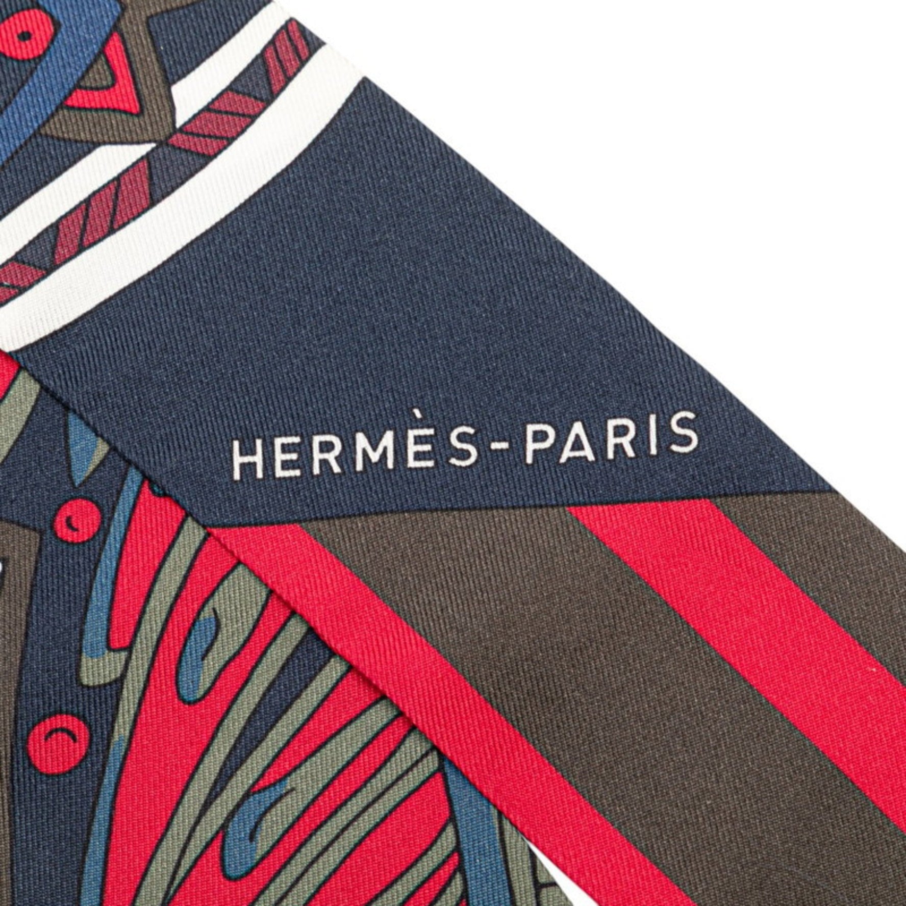 Hermes Hermès Twilly "Le Jardin de la Maharani" scarf, navy, red, and multicolored silk, .