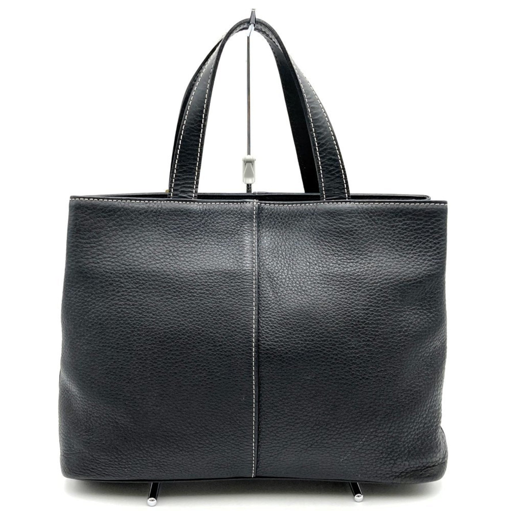 BURBERRY Tote Bag Handbag Leather Nova Check Black Women's Men's