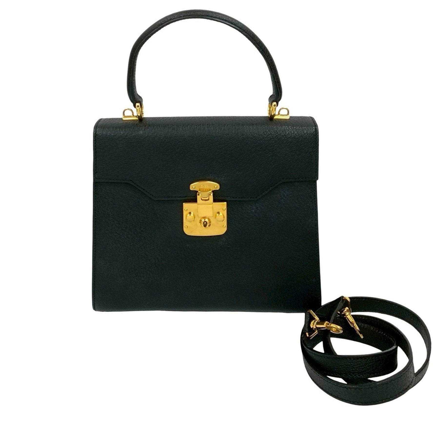 GUCCI Old Ladylock Leather Handbag/Shoulder Bag