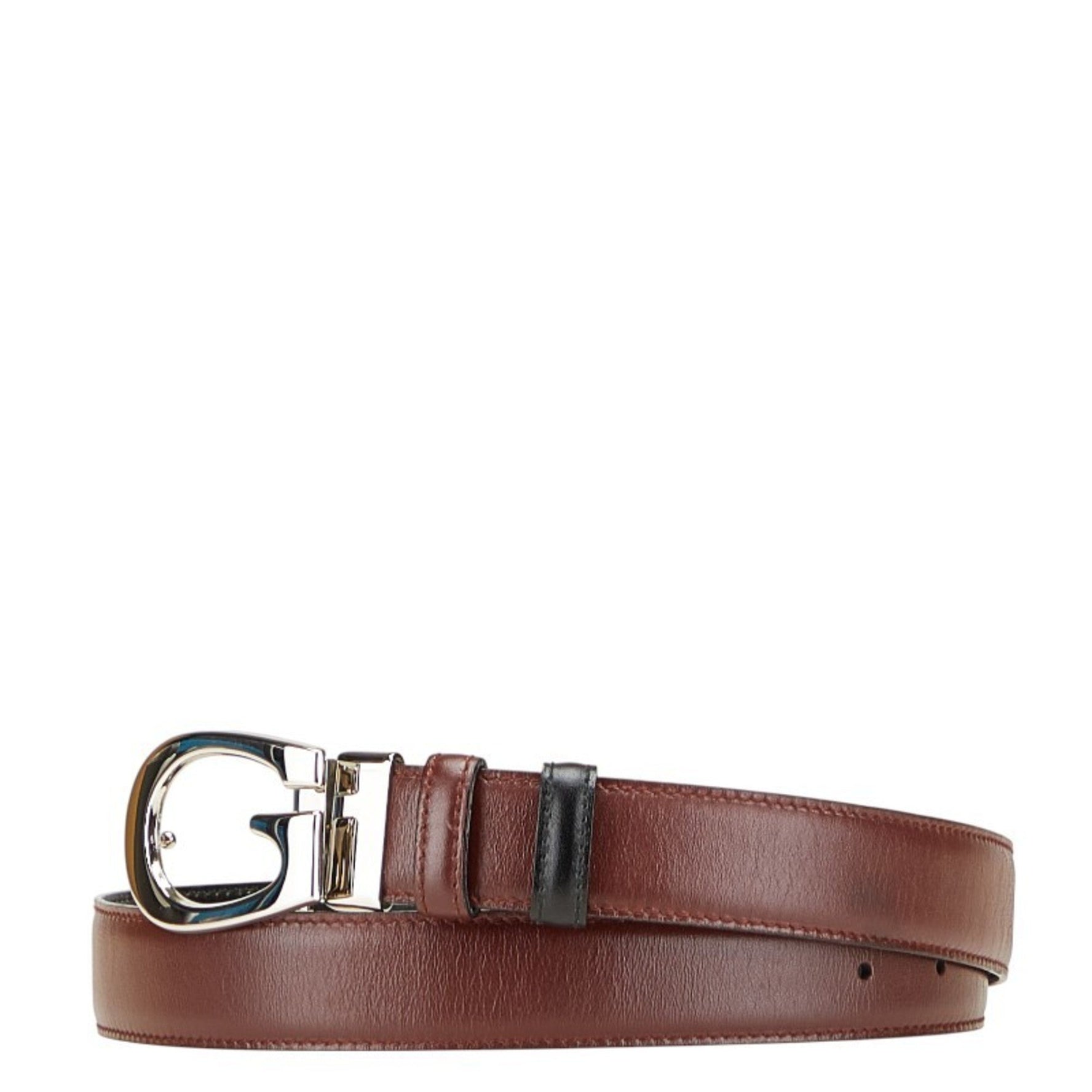 Gucci G Buckle Belt 80.32 036 1450 1103 Wine Red Silver Leather