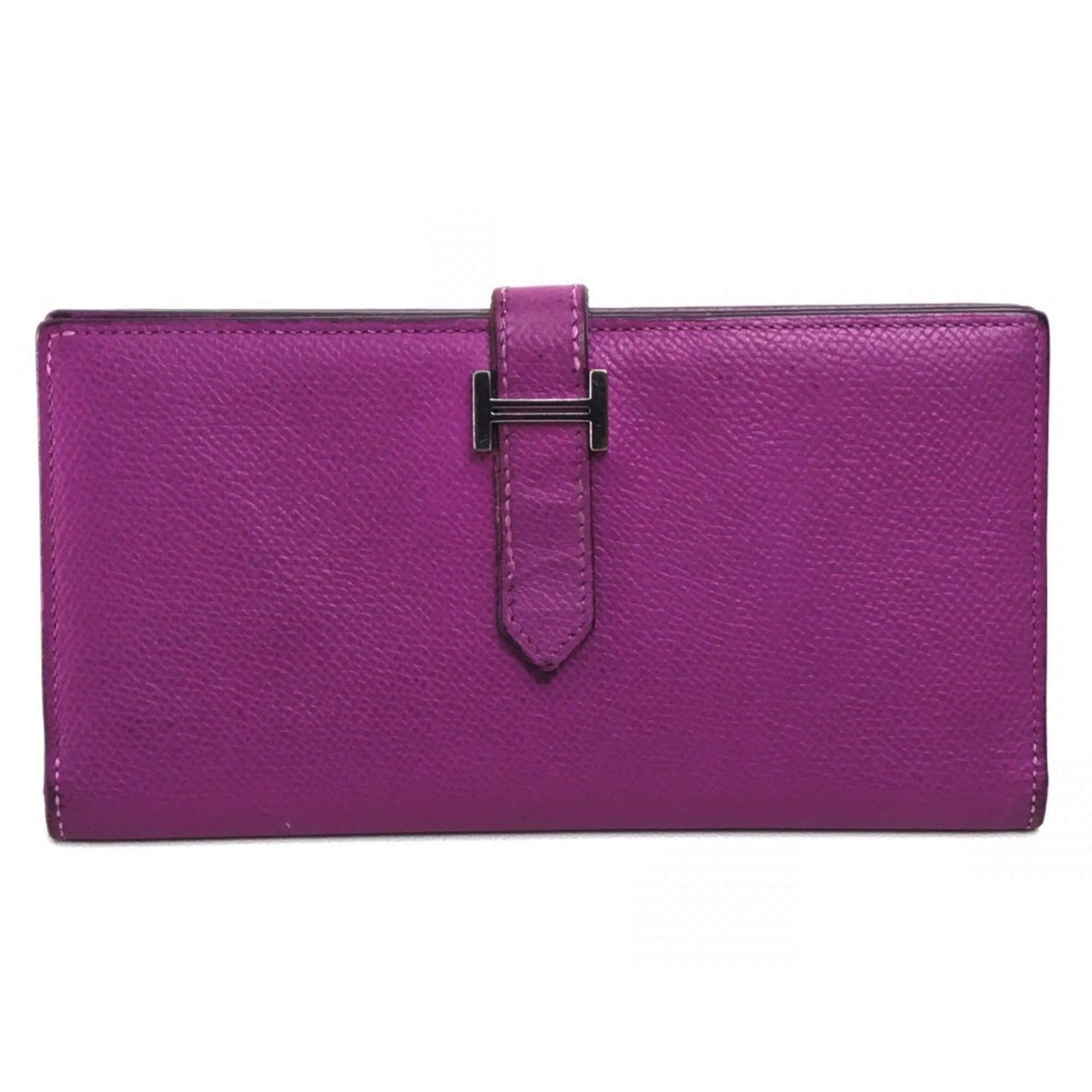 Hermes With gusset Long Wallet cyclamen SilverHardware