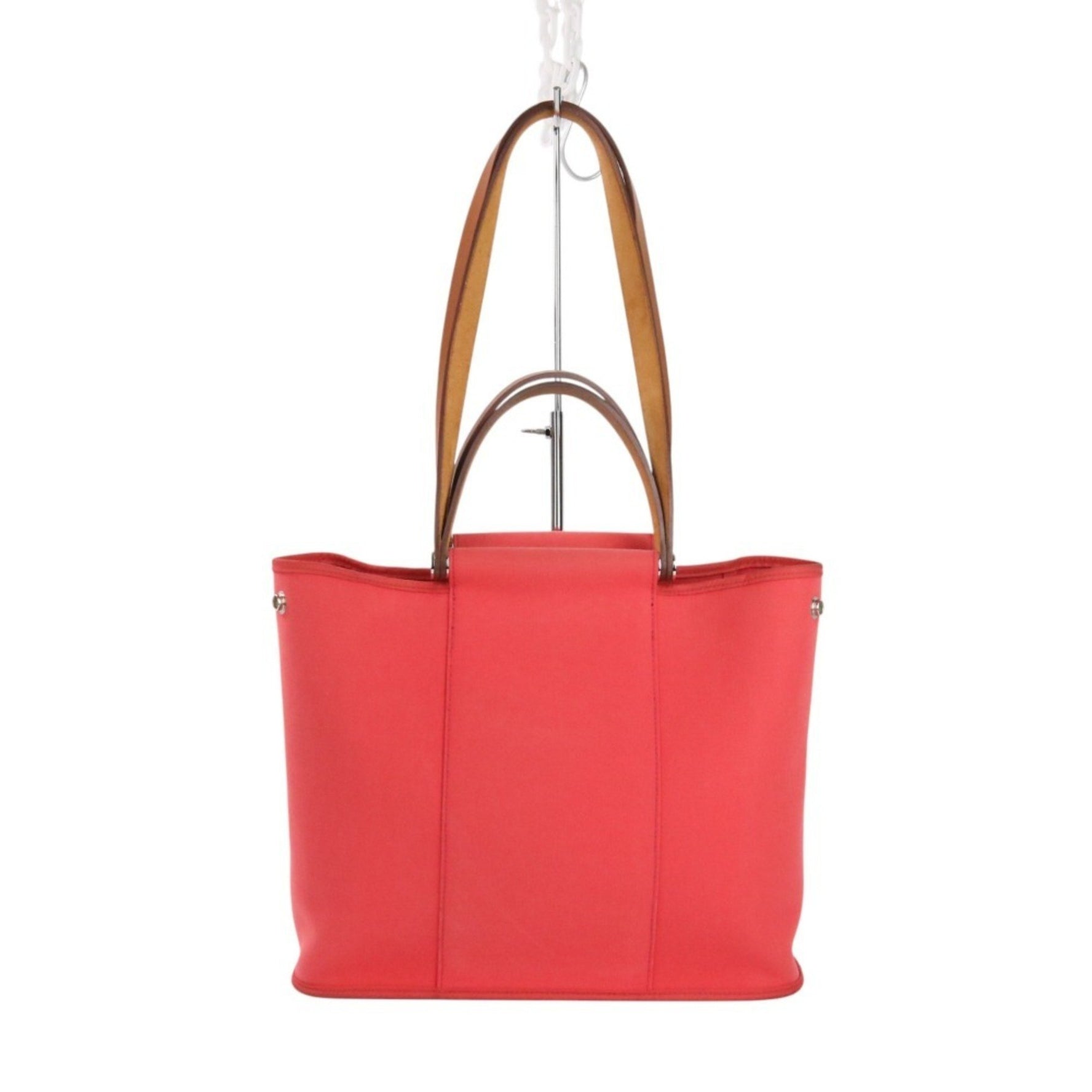HERMES Cabag PM Toile Officier Canvas Tote Bag, Red, N Stamp