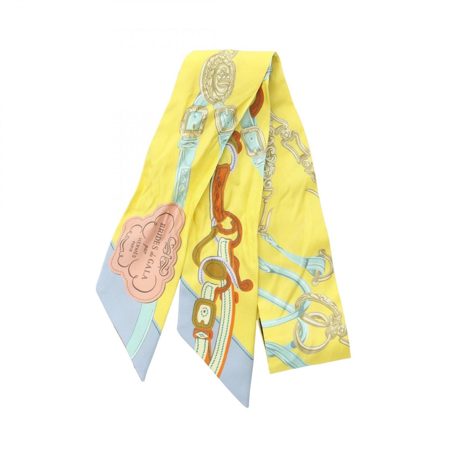 Hermes Hermès Twilly BRIDES de GALA Silk Scarf in Multicolored Yellow