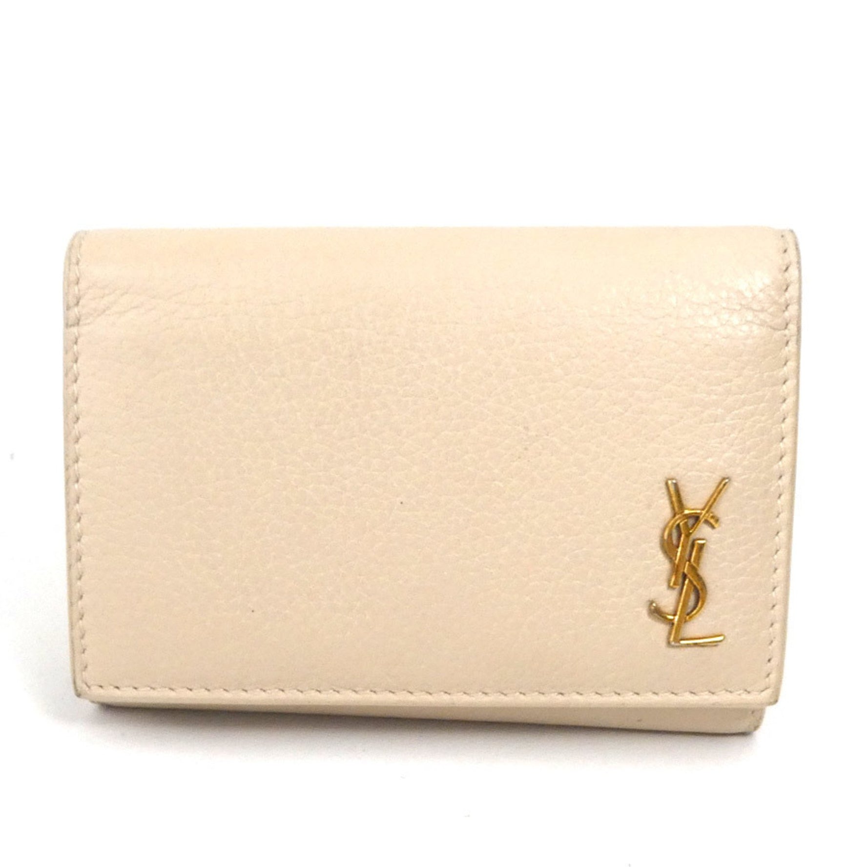 Saint Laurent key case leather light beige men's