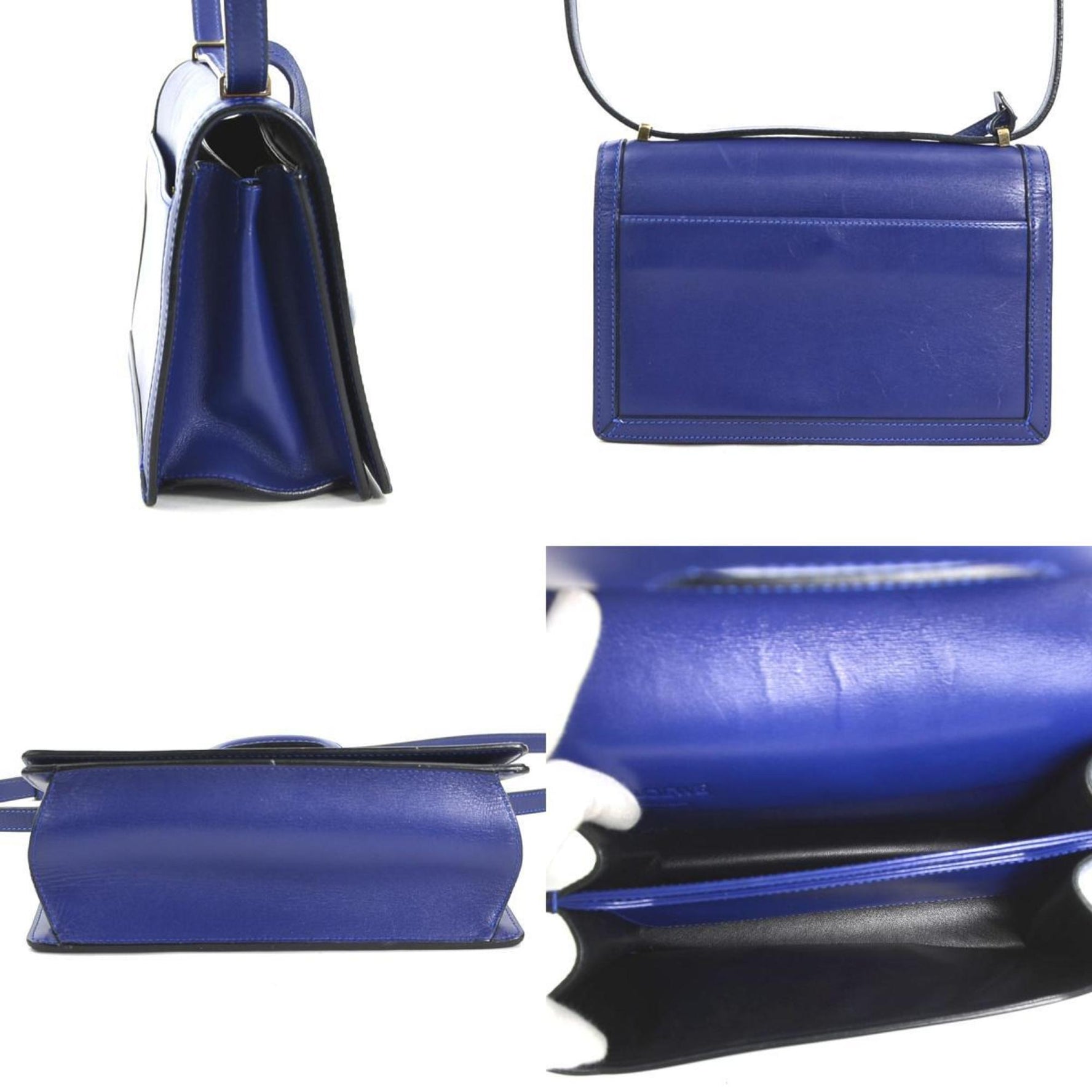 LOEWE shoulder bag Barcelona leather blue gold ladies