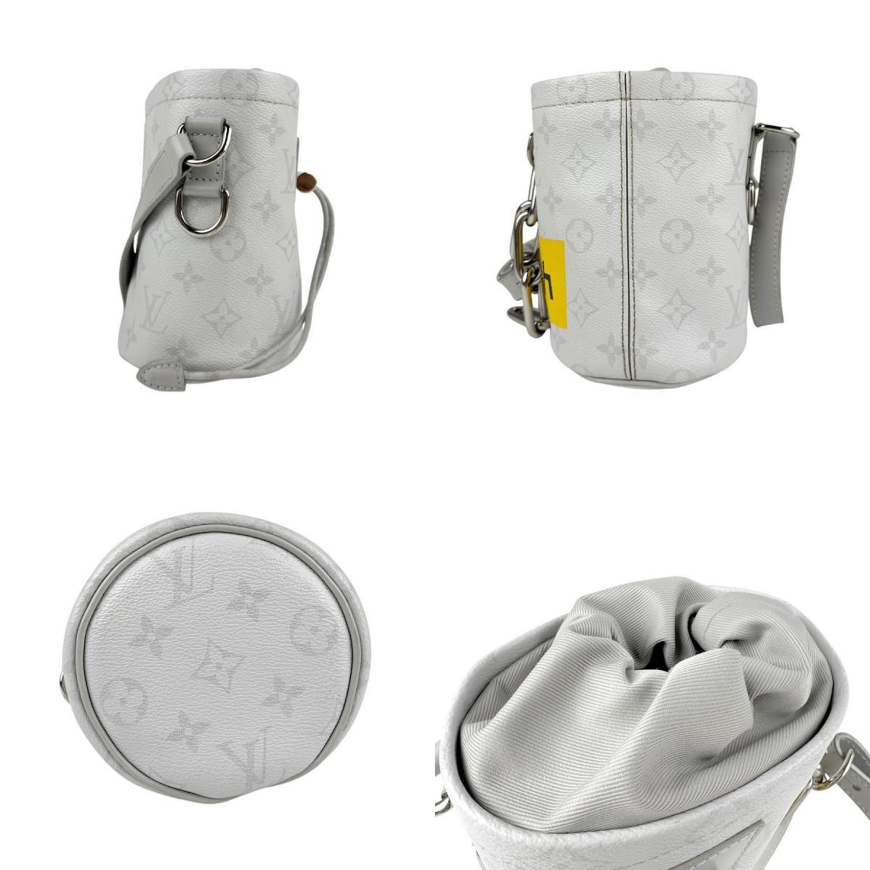 Louis Vuitton Shoulder Bag Monogram Chalk Nano Coated Canvas Light Gray Yellow Silver