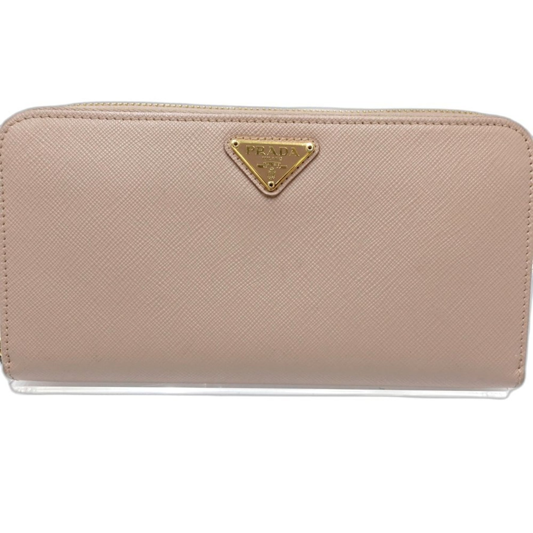 PRADA Long Wallet Round Saffiano Triangle CAMMEO (Beige)