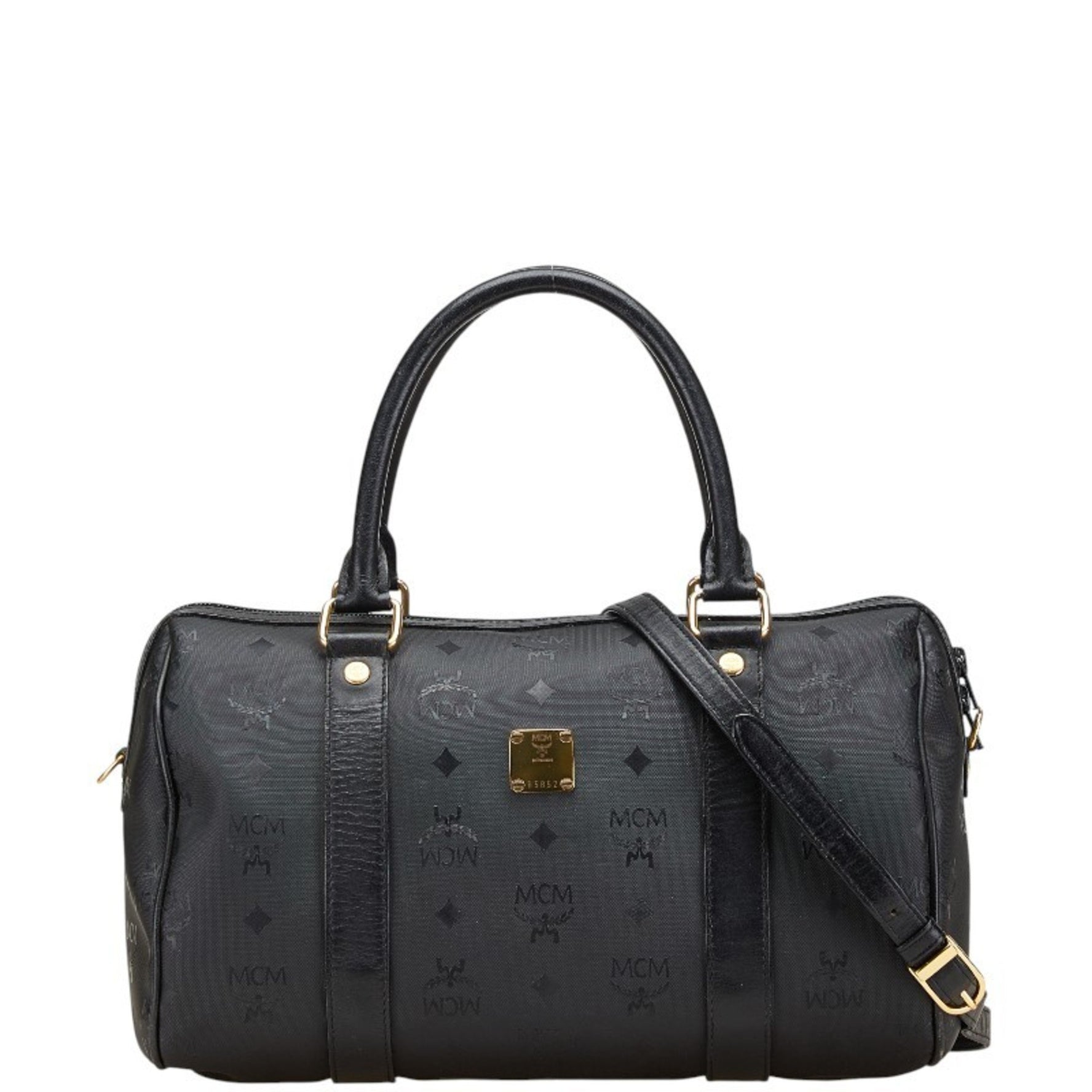 MCM Visetos Monogram Mini Boston Bag/Shoulder Bag, PVC Leather