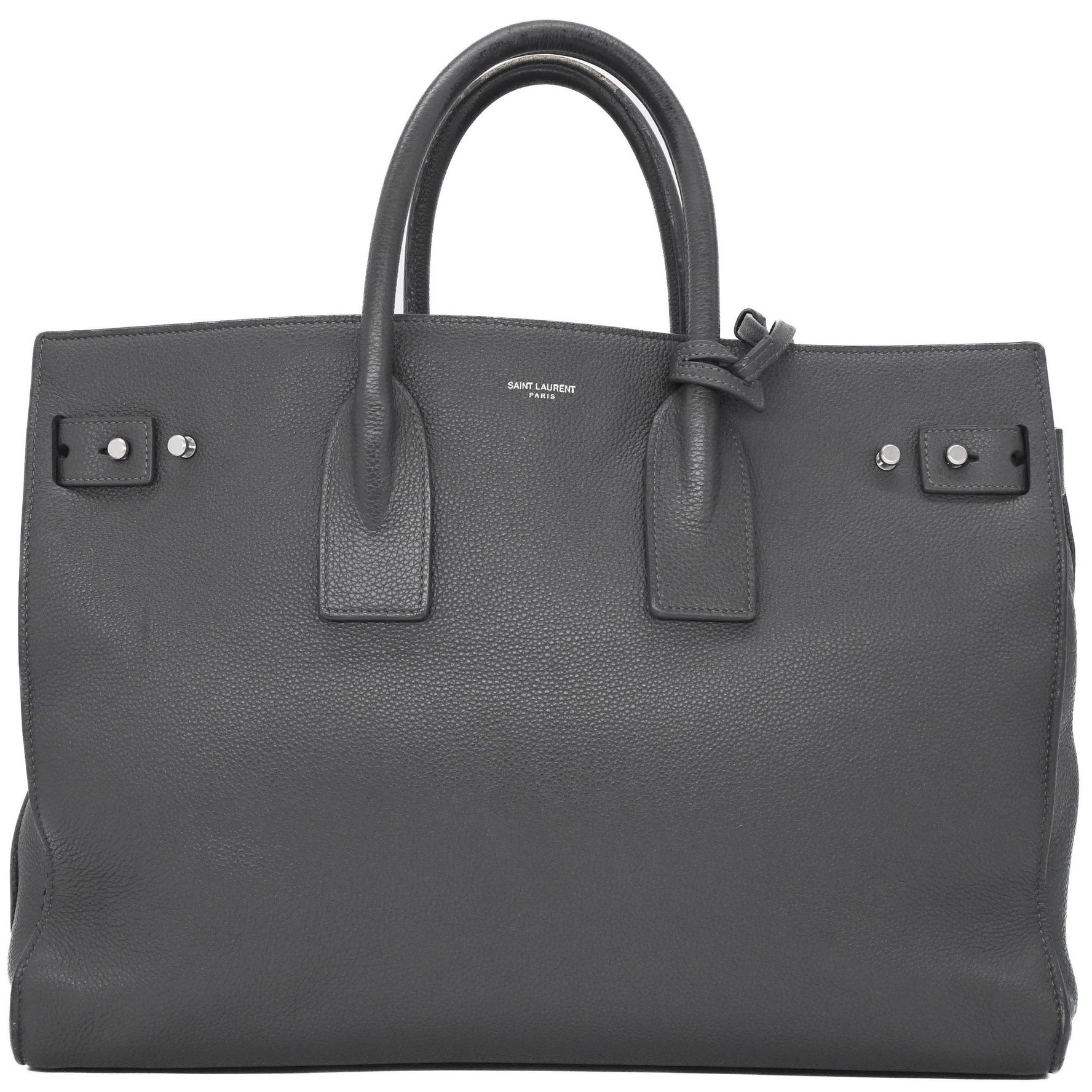 Saint Laurent Sac de Jour leather handbag in grey .