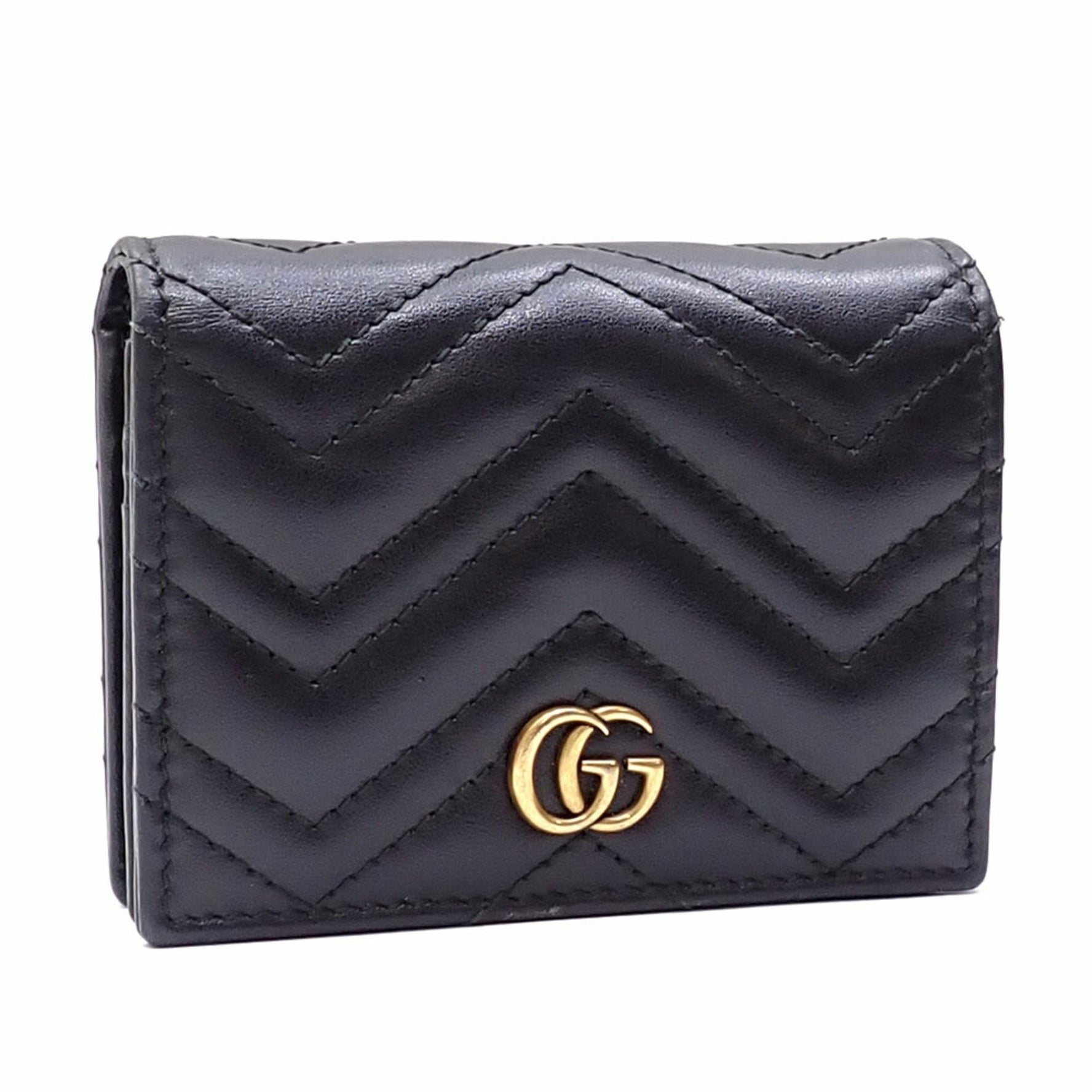 Gucci GG Marmont Double G Small Wallet, Chevron Quilted Leather