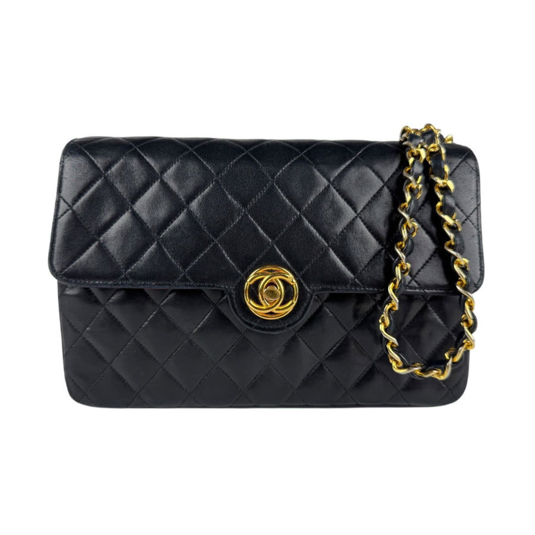 CHANEL Shoulder Bag Lambskin Gold
