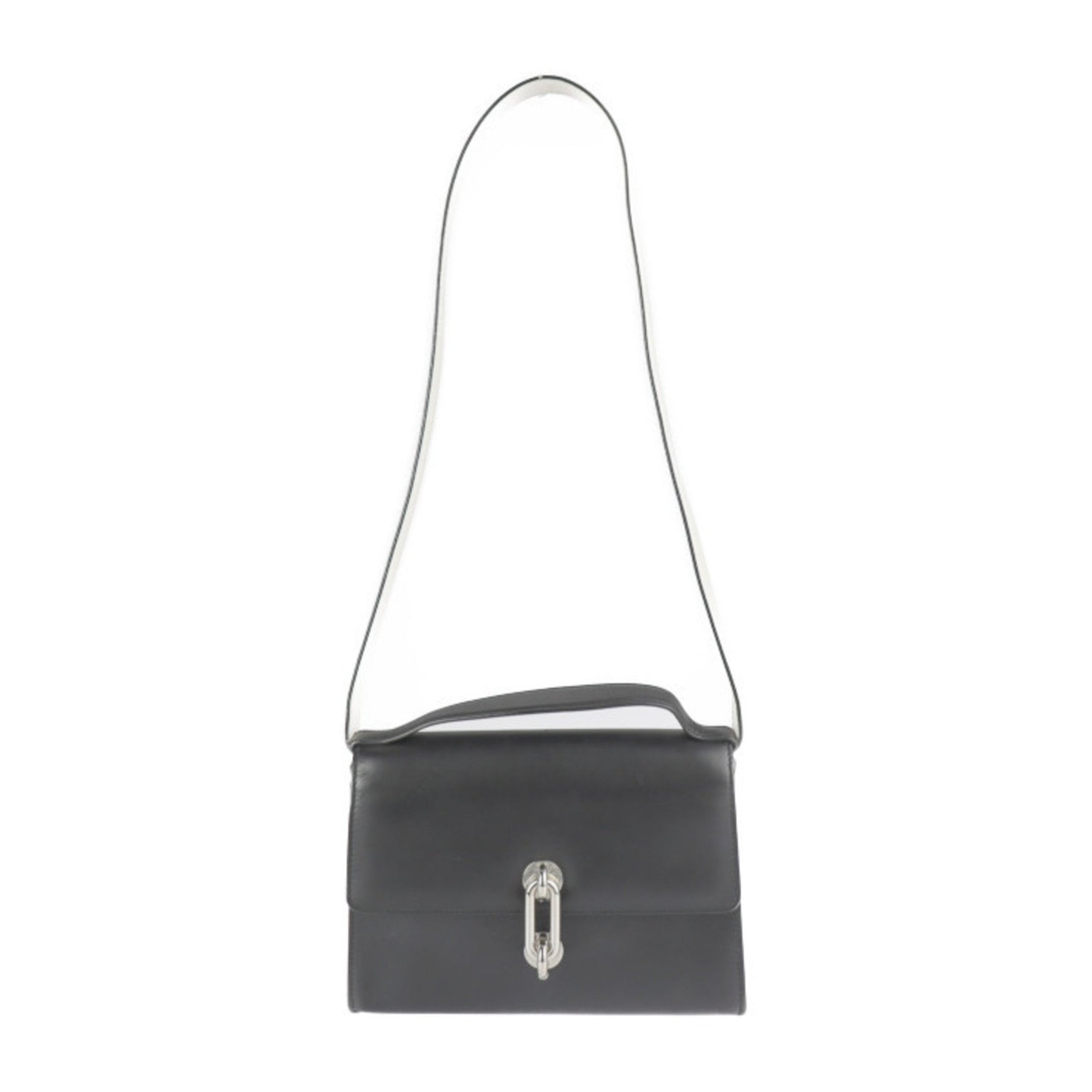 BALENCIAGA mini trapeze mailon handbag calf leather black ivory system silver hardware shoulder bag