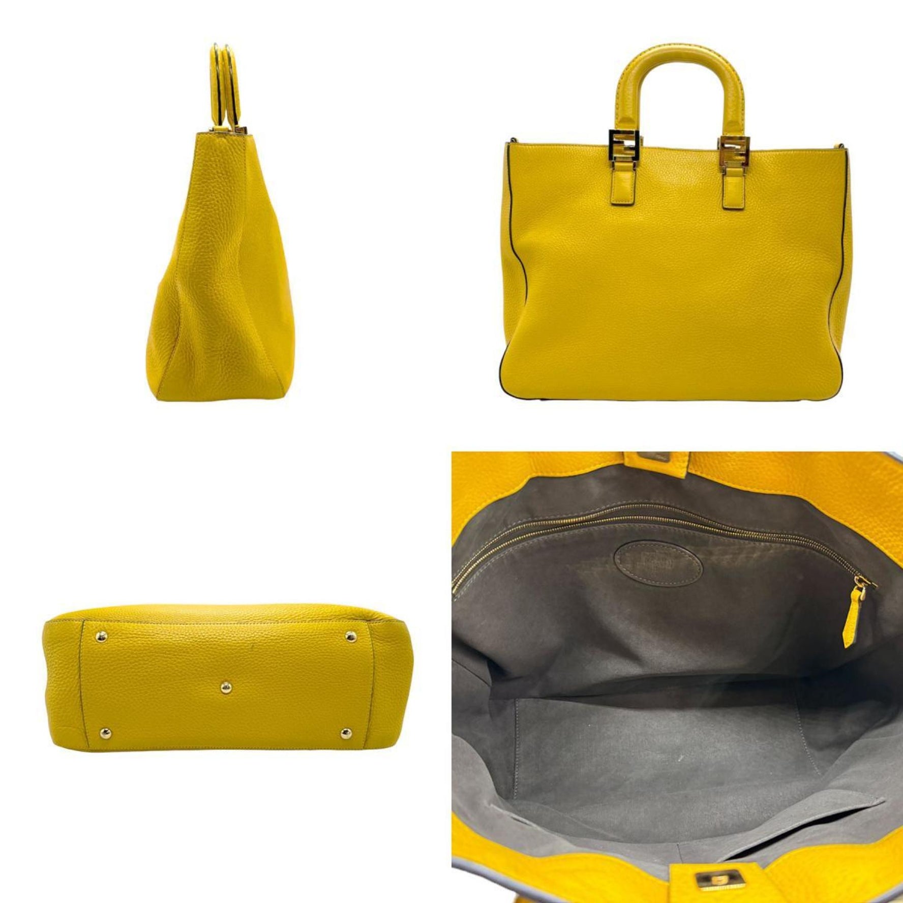 FENDI Handbag Shoulder Bag Selleria Leather Gold