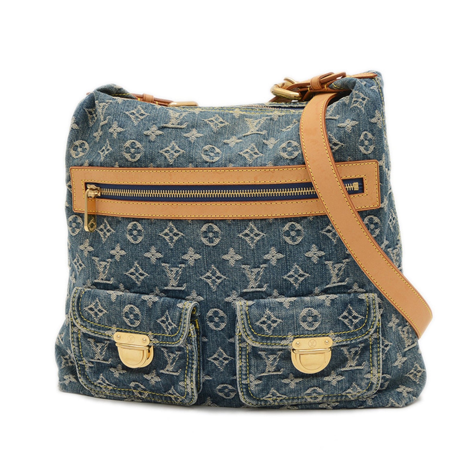 Louis Vuitton Monogram Denim Baggy GM Shoulder Bag Long BP
