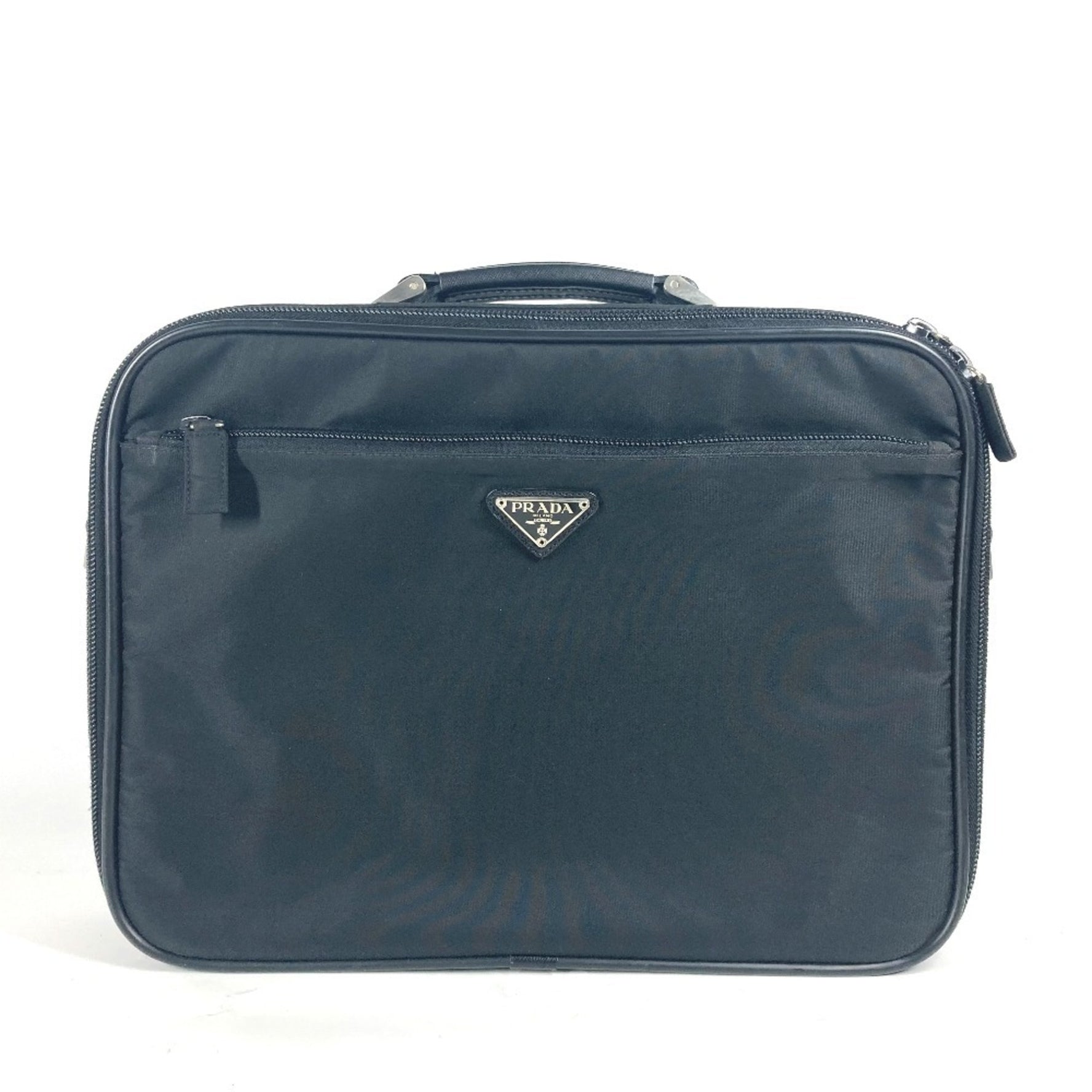 PRADA Triangle Logo Plate Bag Document Briefcase Handbag Nylon Men's