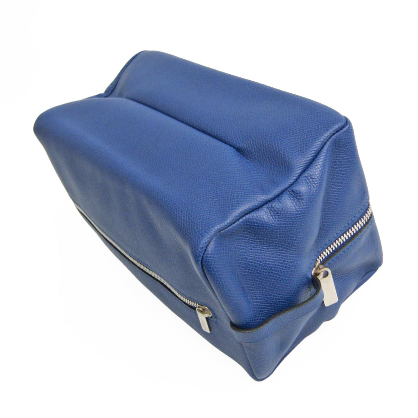 Valextra Large Beauty Case V6A68 Unisex Leather Clutch Bag,Pouch Royal Blue
