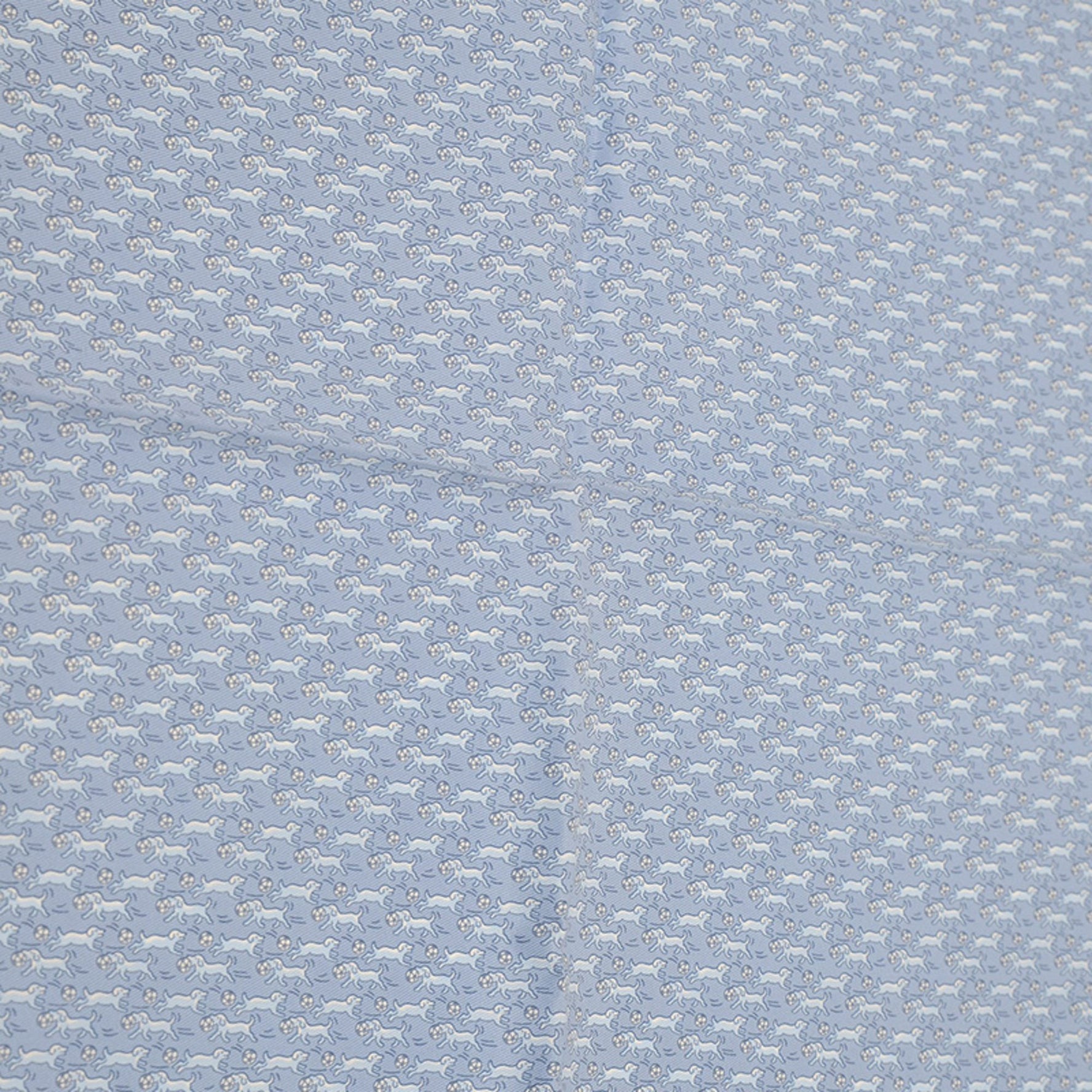 Hermes Pocket Square 45 Handkerchief Vintage Silk LA BABALLE Azur Gris Ciel White