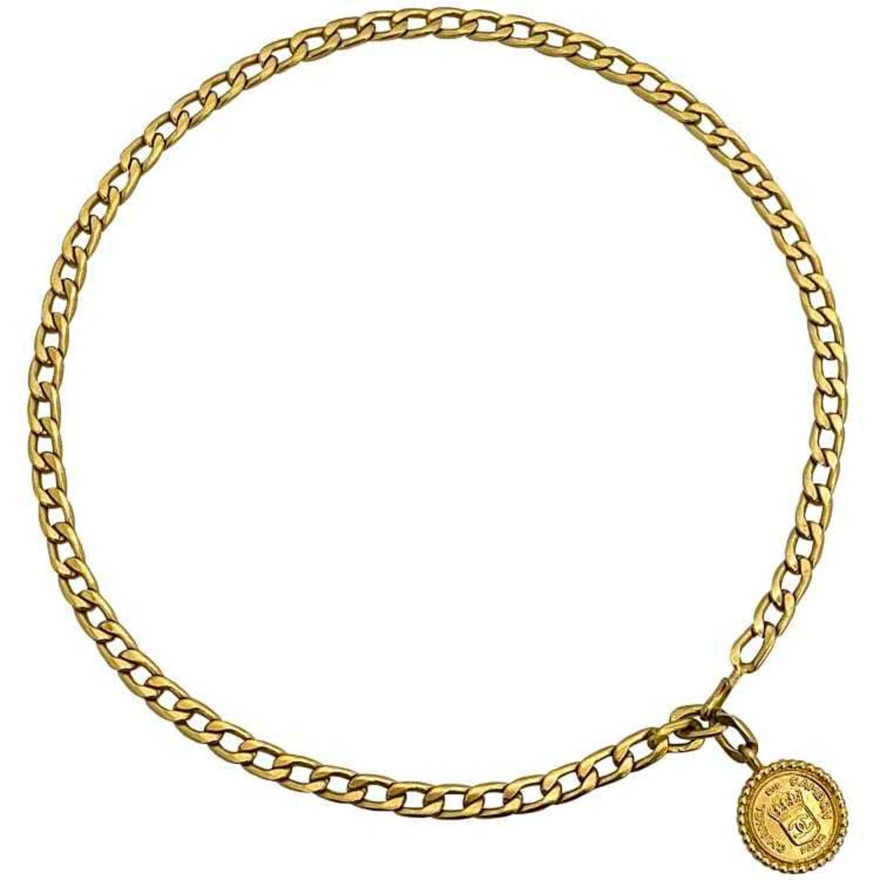 Chanel Chain Belt Coco Mark Coin GP Long Waist up to Free Size Women Men Buckle