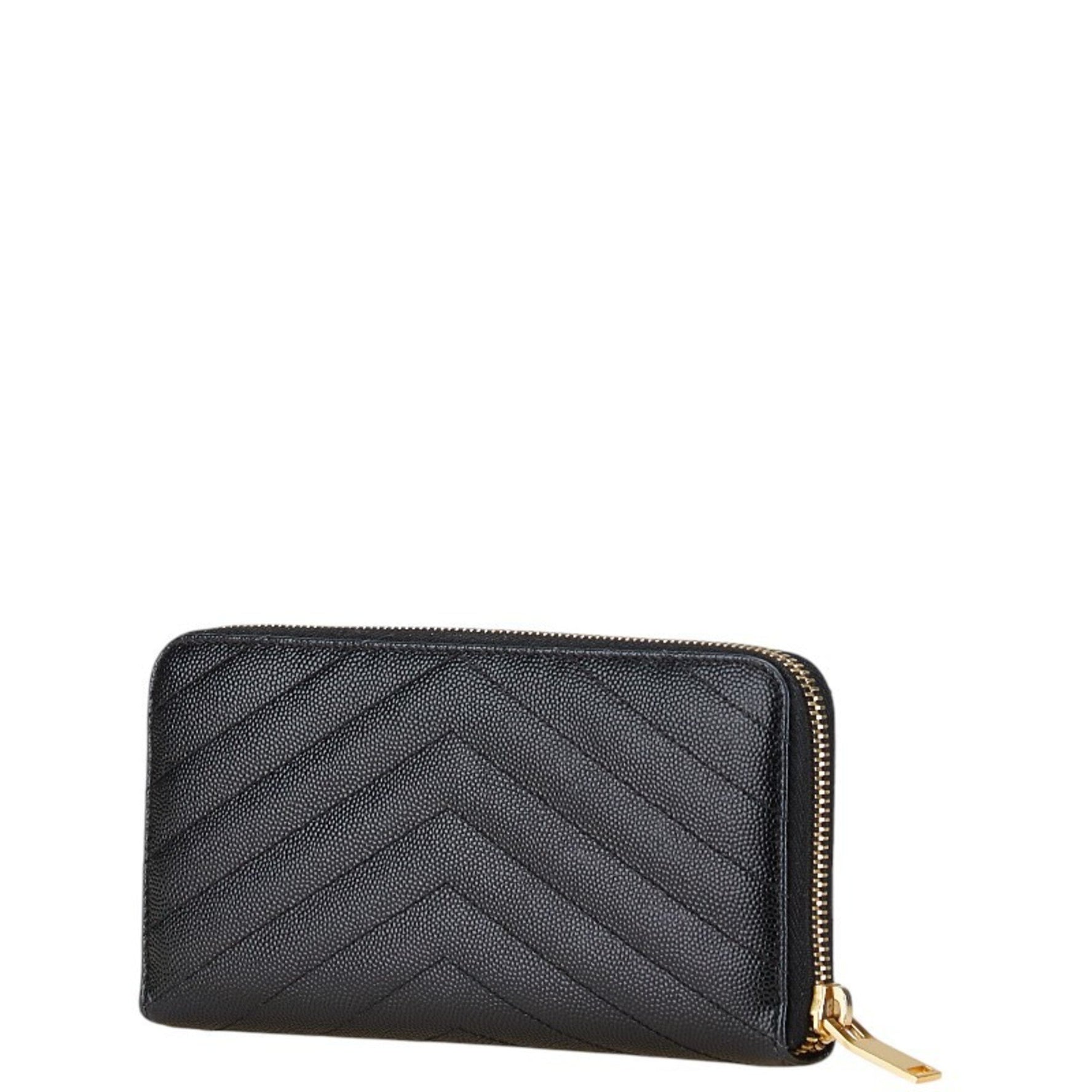 Saint Laurent YSL logo Cassandra long wallet round zipper leather