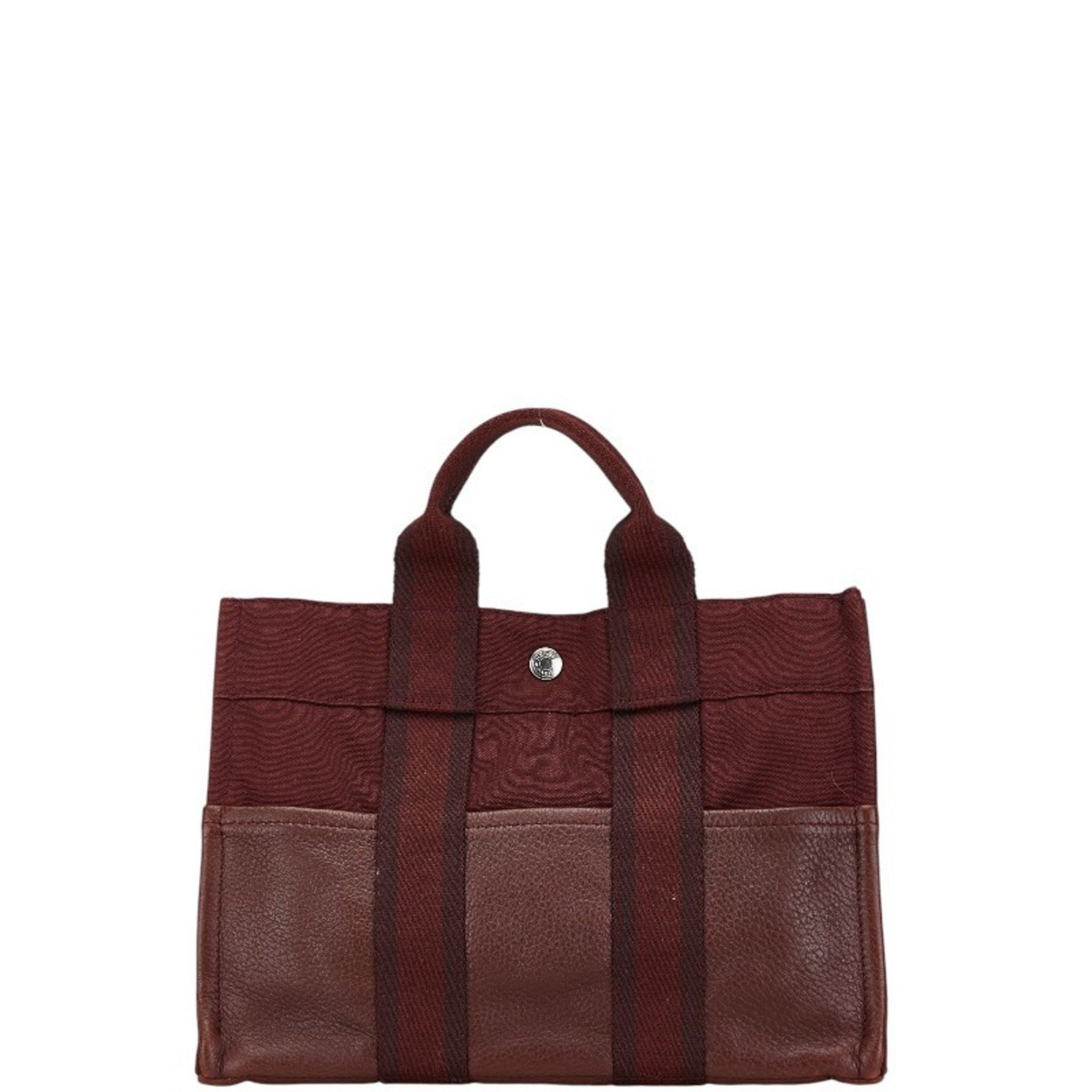 Hermes Foult PM Handbag Red Canvas Leather