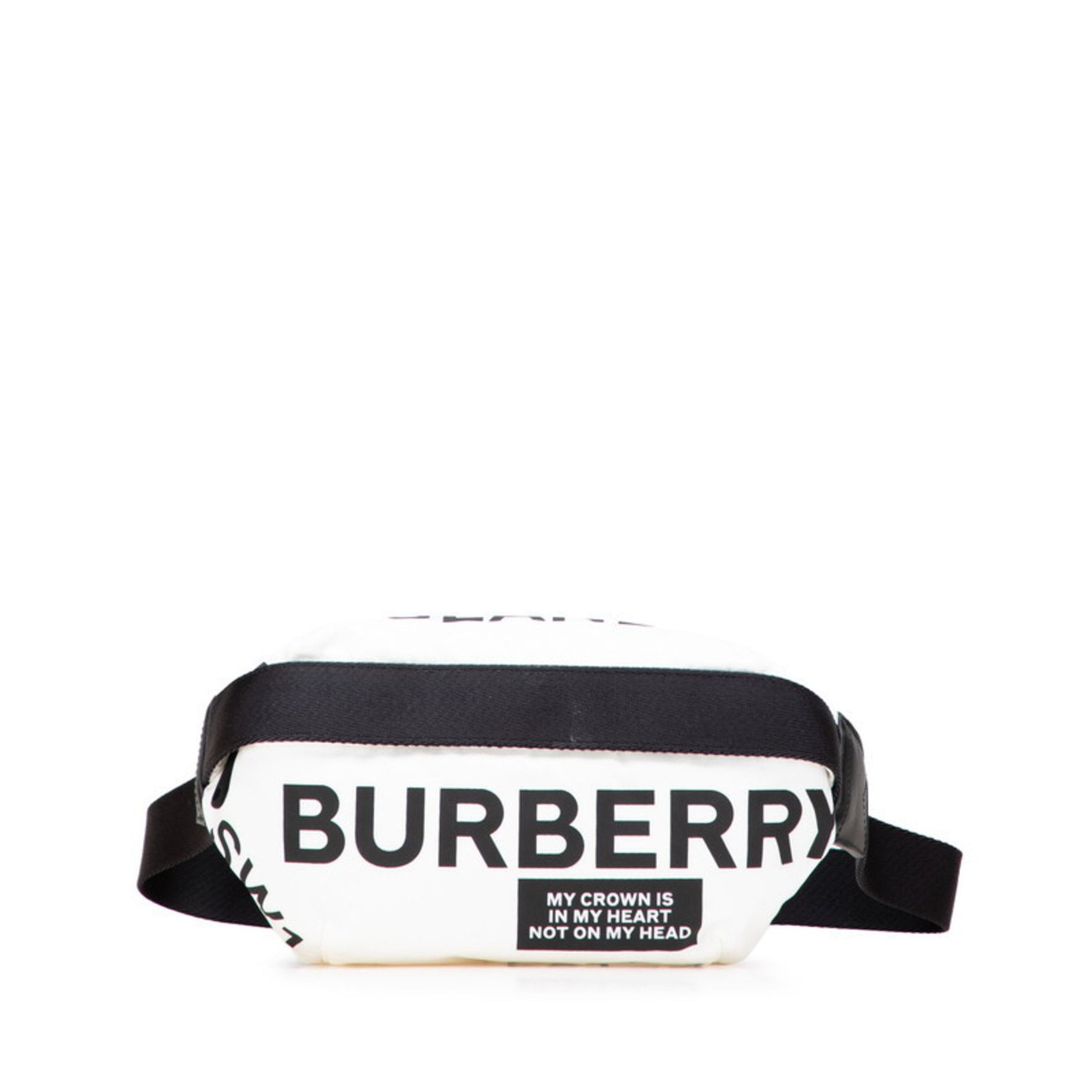 Burberry Logo Horseferry Body Bag in White and Black Nylon Leather .