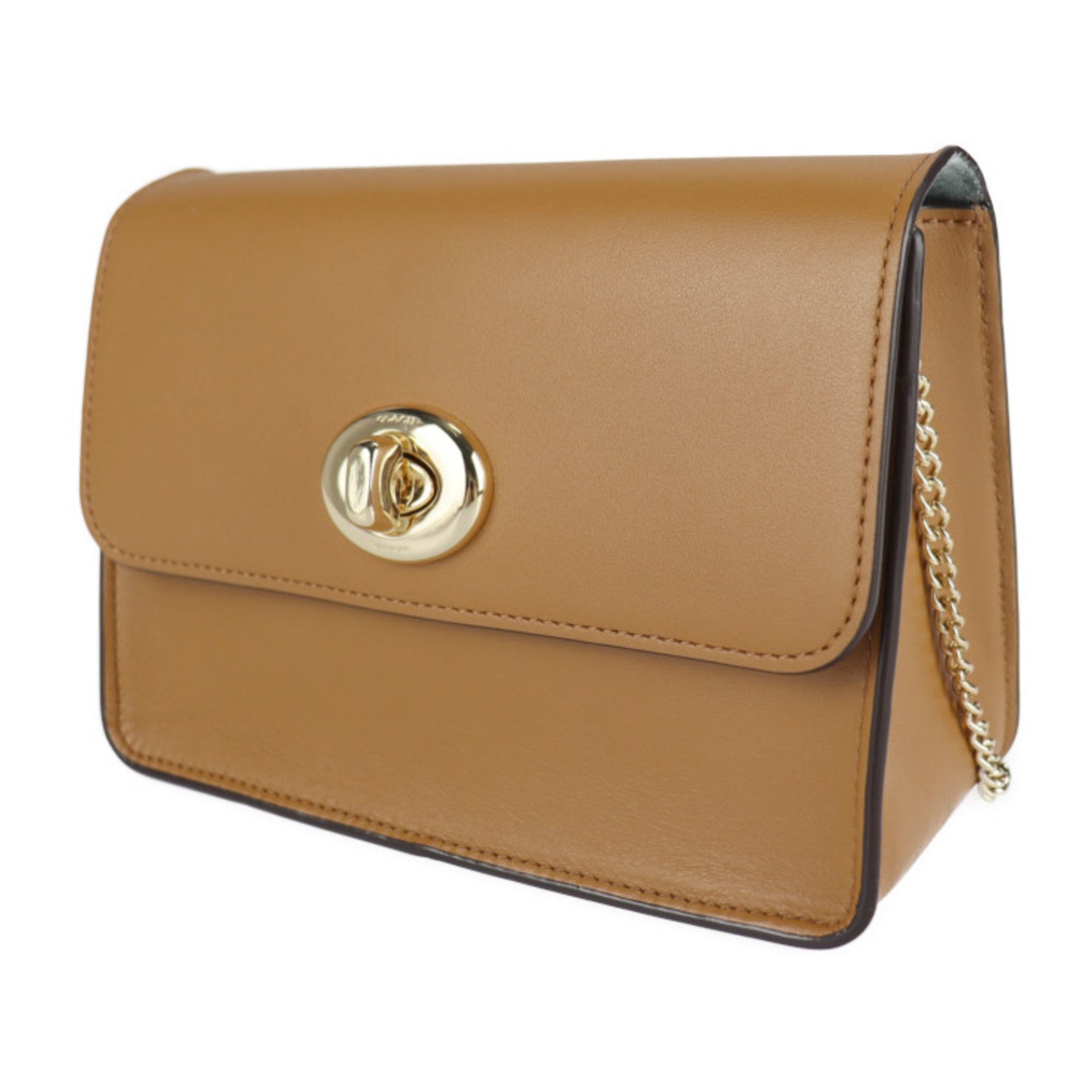 COACH Bowery Shoulder Bag Calf Leather Light Saddle Chain Turnlock Crossbody