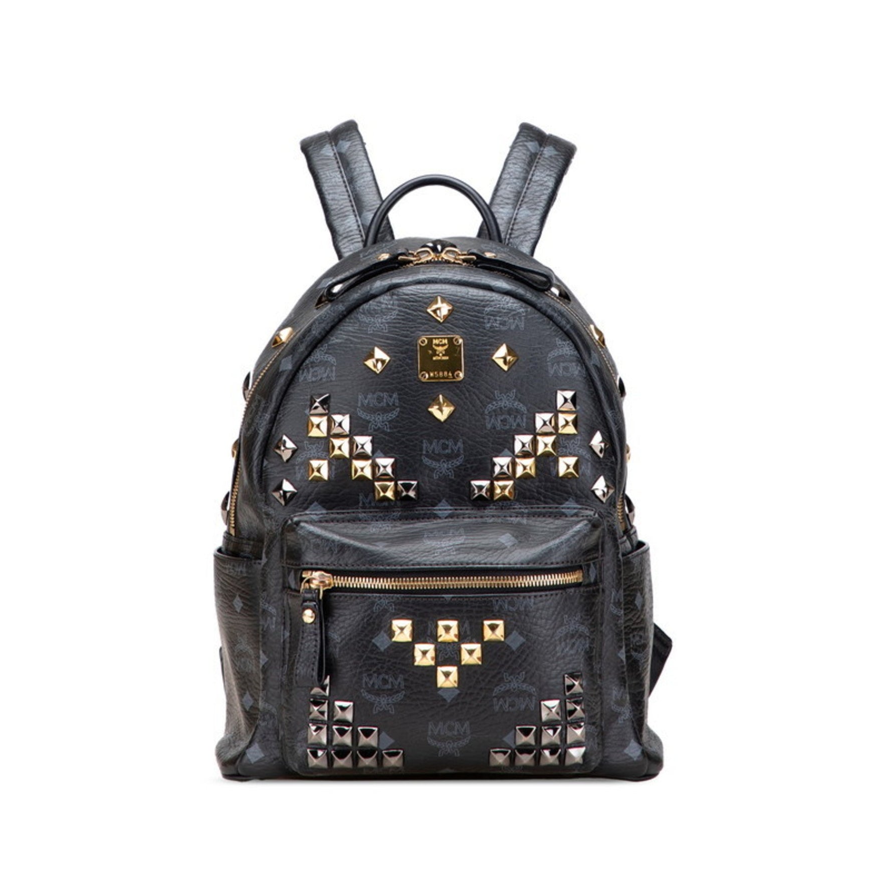 MCM Visetos Monogram Stud Backpack in Leather