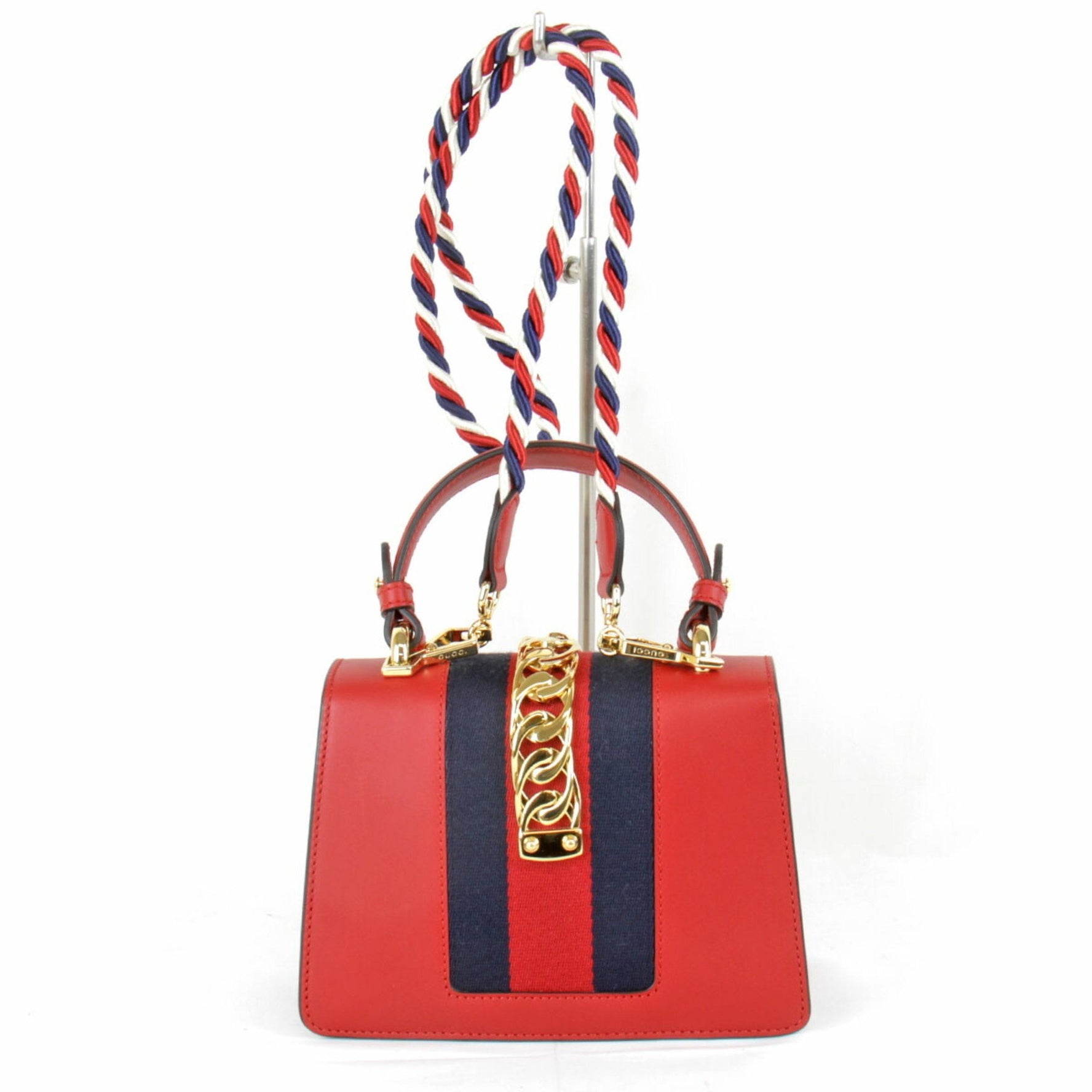 GUCCI Sylvie Shoulder Bag Leather Red Ladies