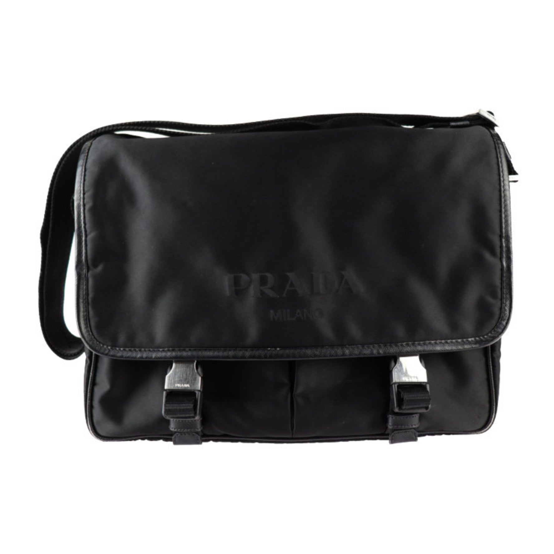 PRADA Prada Bag Shoulder 2VD768 Nylon Leather Black Crossbody