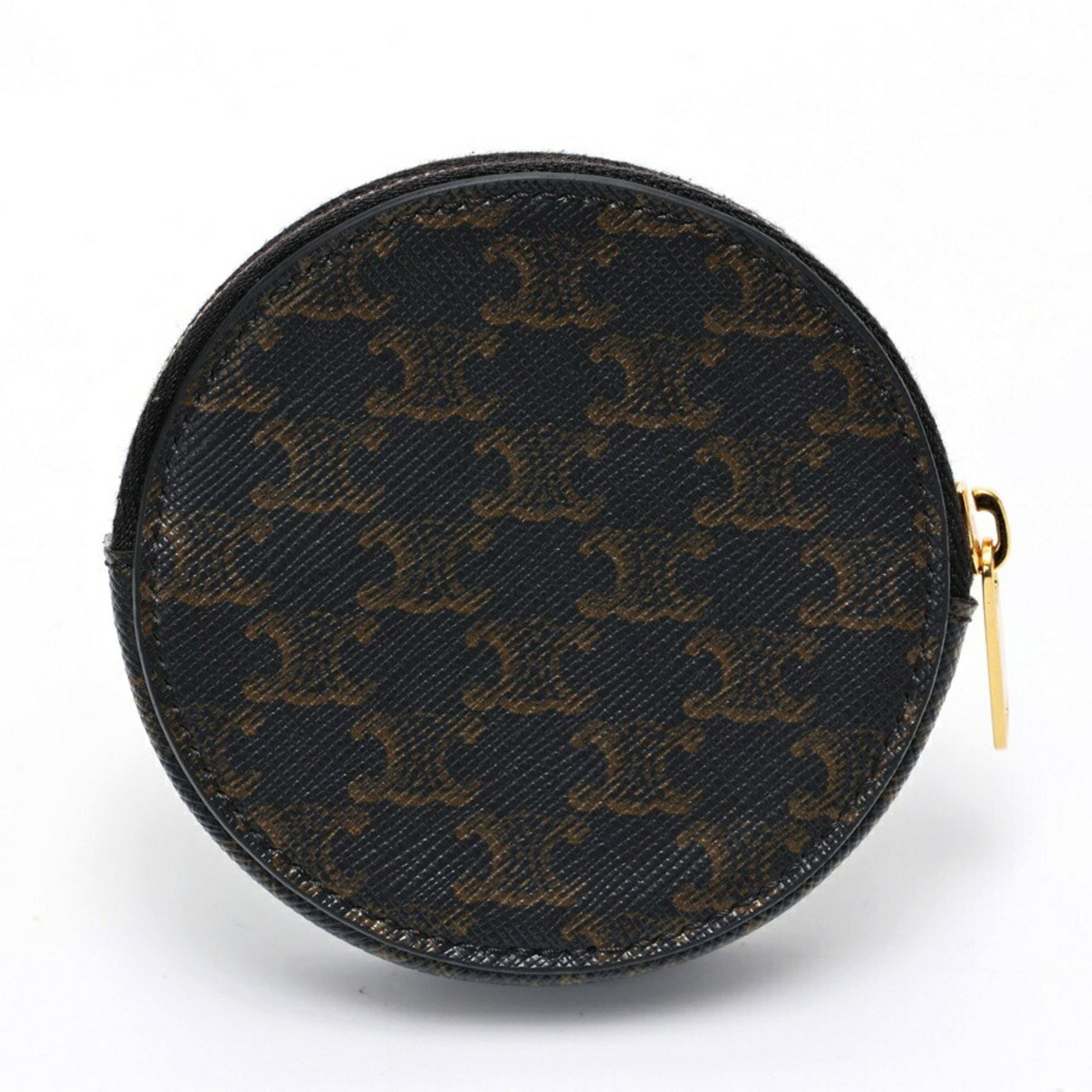 CELINE Round Coin Case Triomphe Canvas