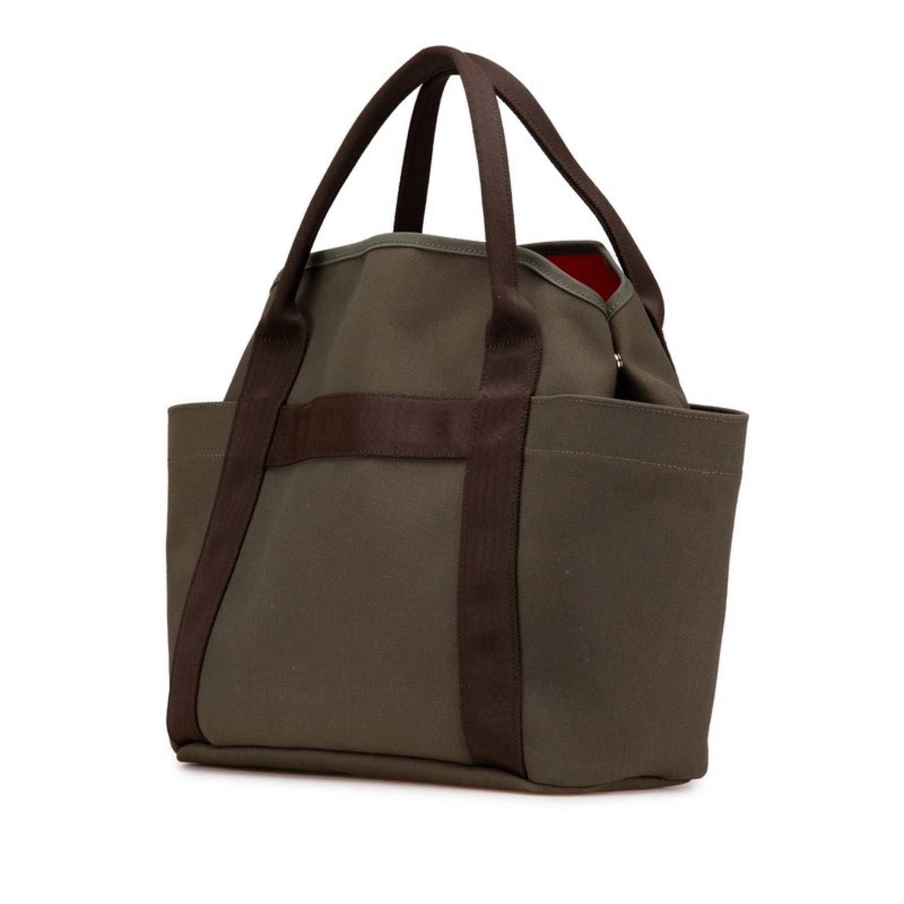 Hermes Sac de Pansage Groom Tote Bag Shoulder Khaki Green Canvas