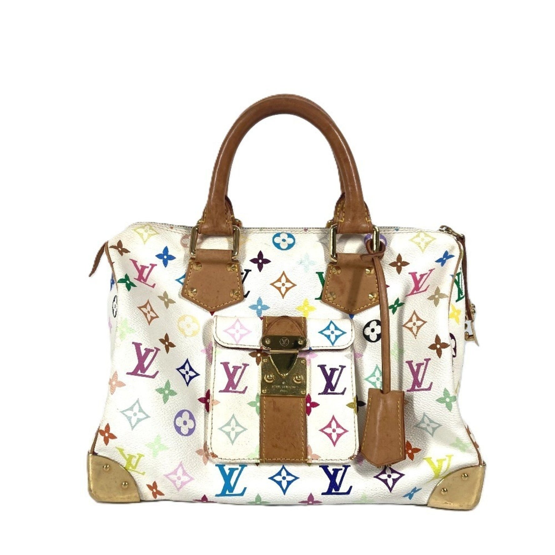 LOUIS VUITTON M92643 Monogram Multicolor Speedy 30 Bag Mini Boston Handbag Canvas Women's Blanc White
