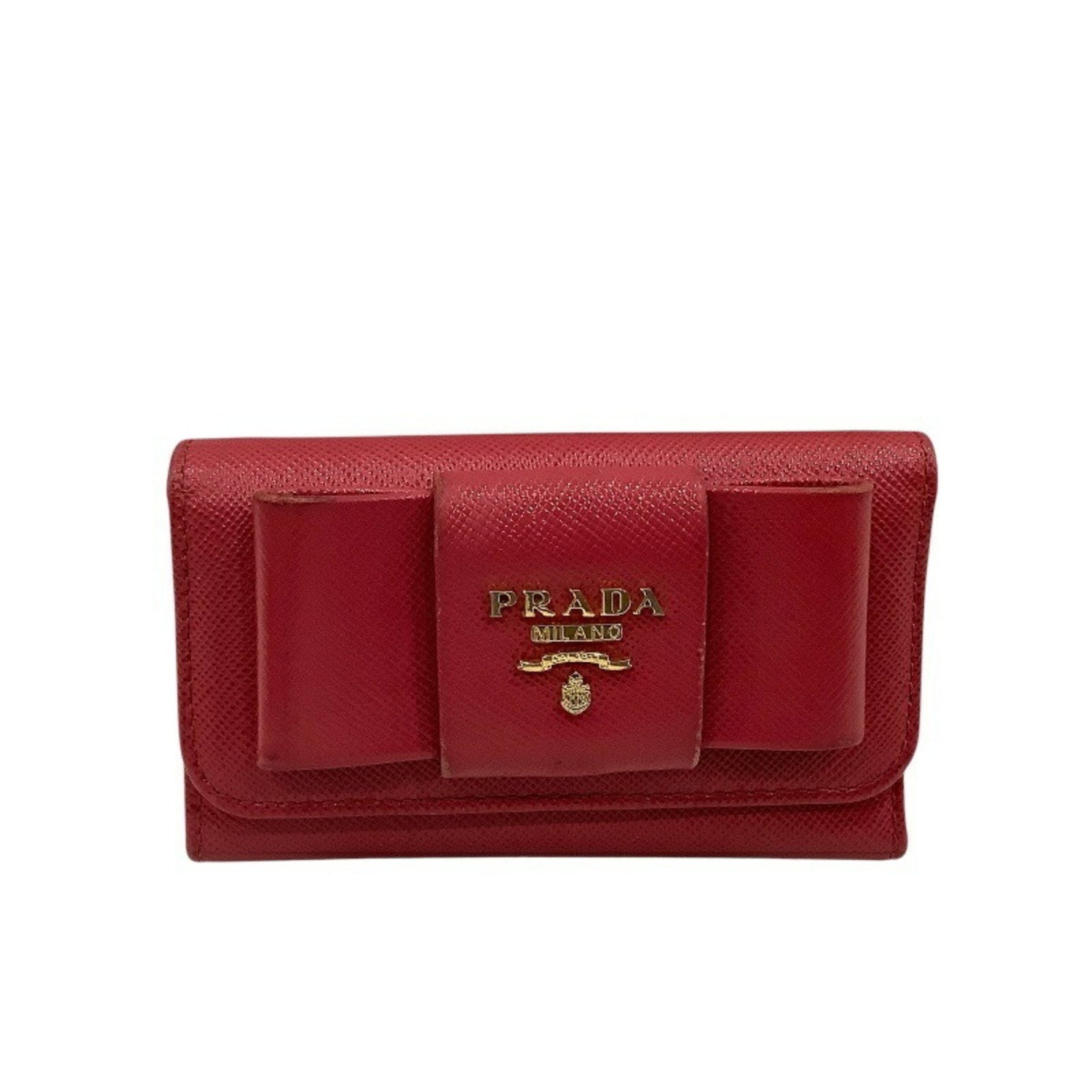 PRADA key case Pink Saffiano leather No card
