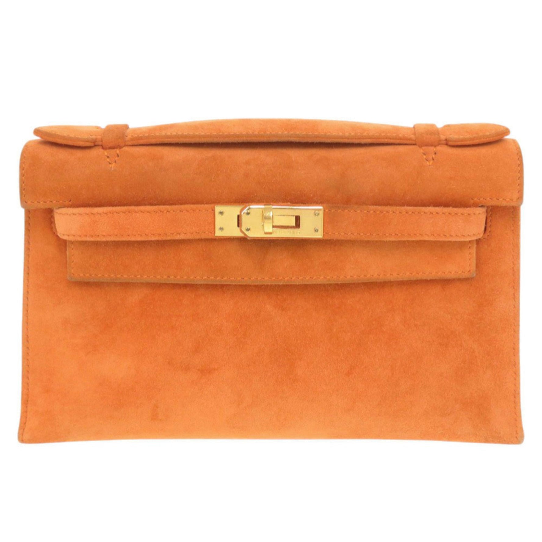 Hermès Pochette Kelly Dobris Orange □I Stamp (Made in 2005) Gold Hardware Clutch Bag Handbag 0827 HERMES