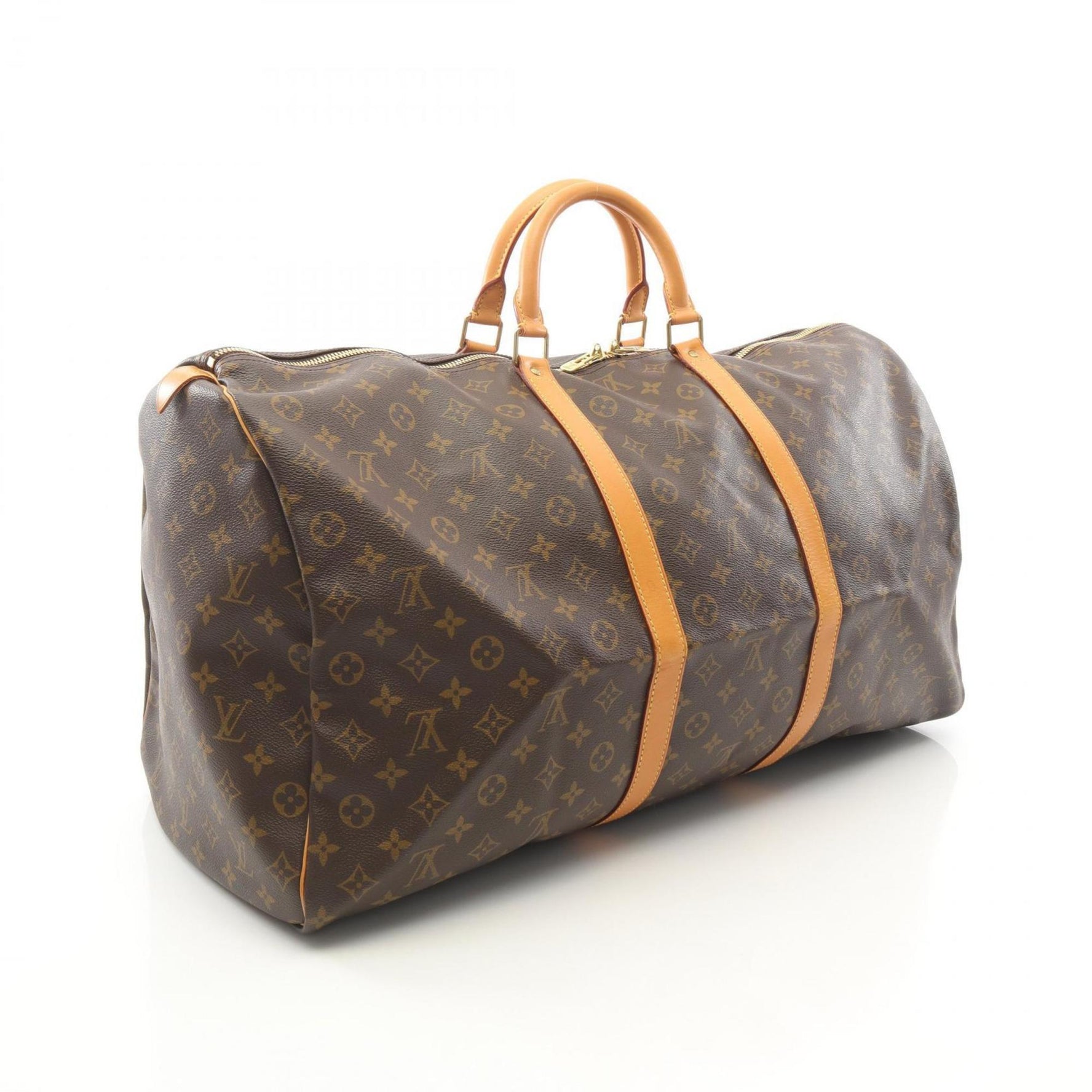 Louis Vuitton Keepall 60 Boston Bag, Coated Canvas and Leather, Monogram, Brown, Men's