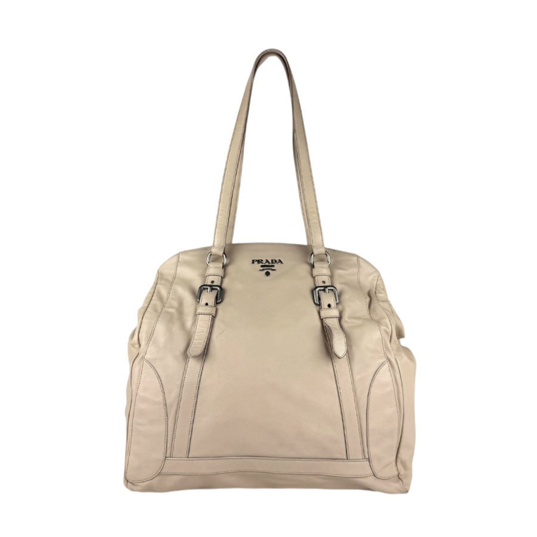 PRADA Shoulder Bag Leather Pink Beige
