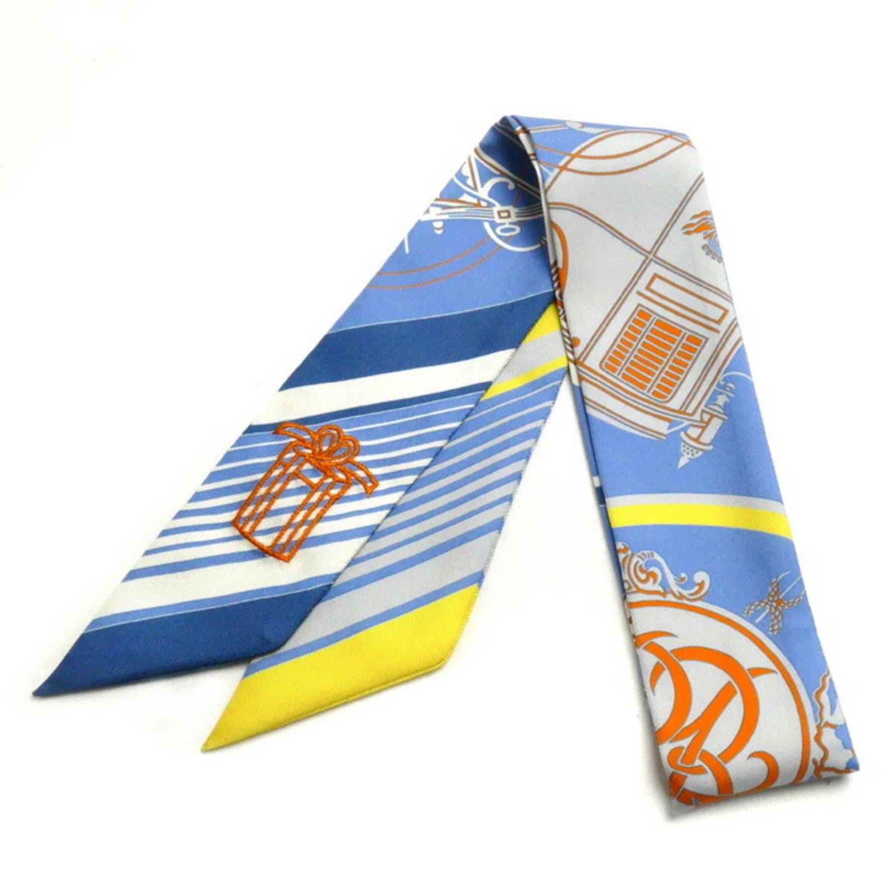 HERMES Twilly Sticker EX-LIBRIS Scarf Muffler 09