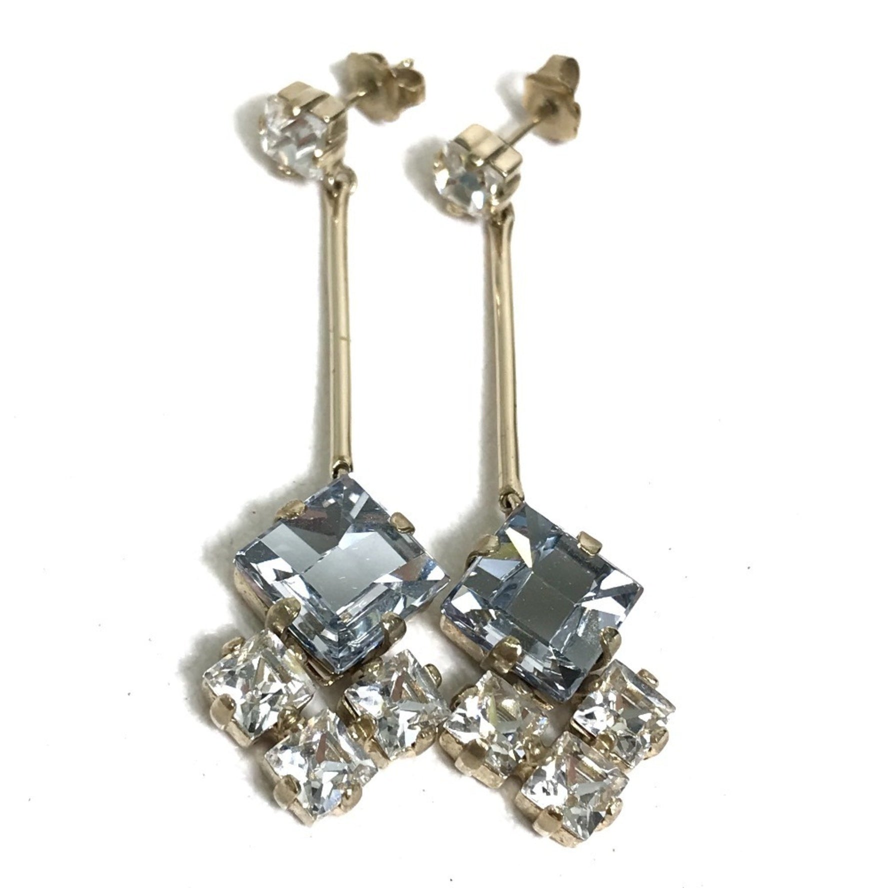 Christian Dior Dior Logo Beaded Earrings, Metal, Light Blue/White