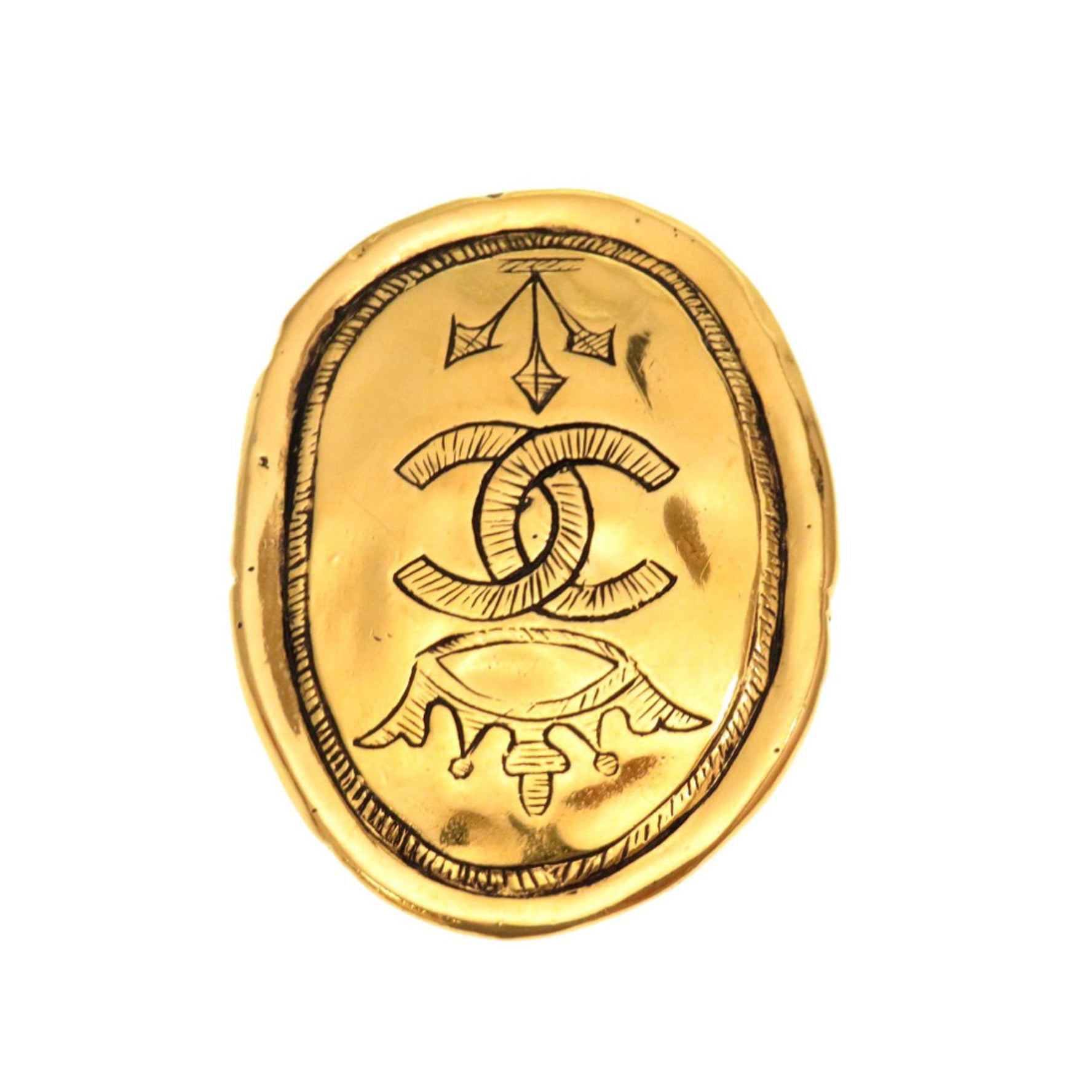 CHANEL Crown Coco Mark Vintage Brooch 0233