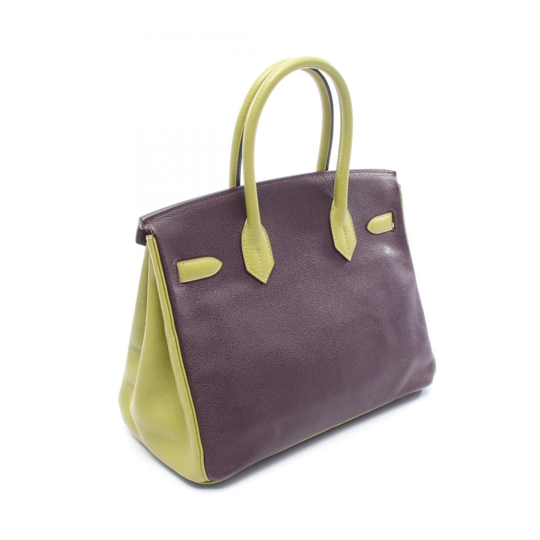 Hermes Hermès Birkin 30 handbag, leather, Chevre, women's, purple, green, anise green