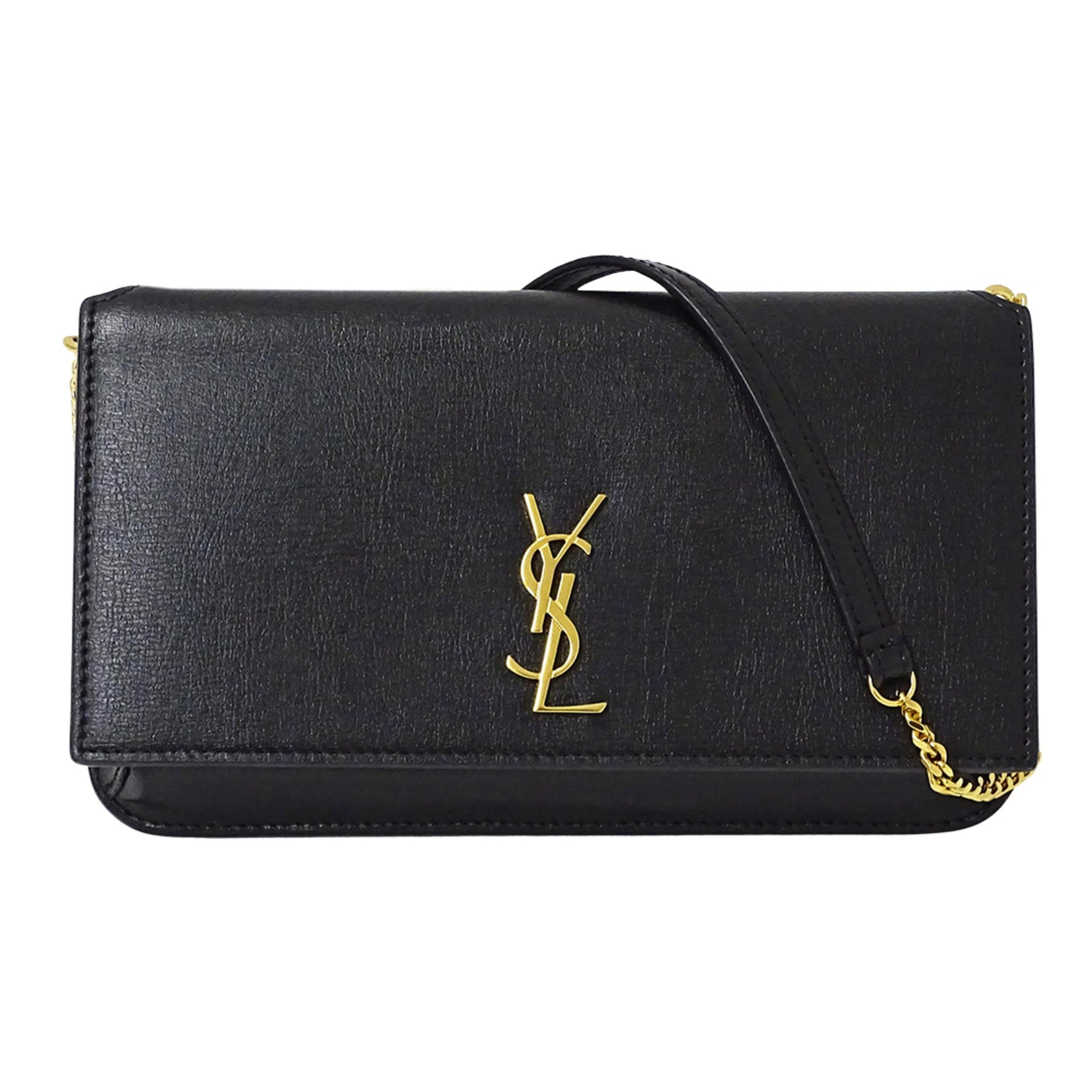 Saint Laurent brand shoulder pouch in leather.