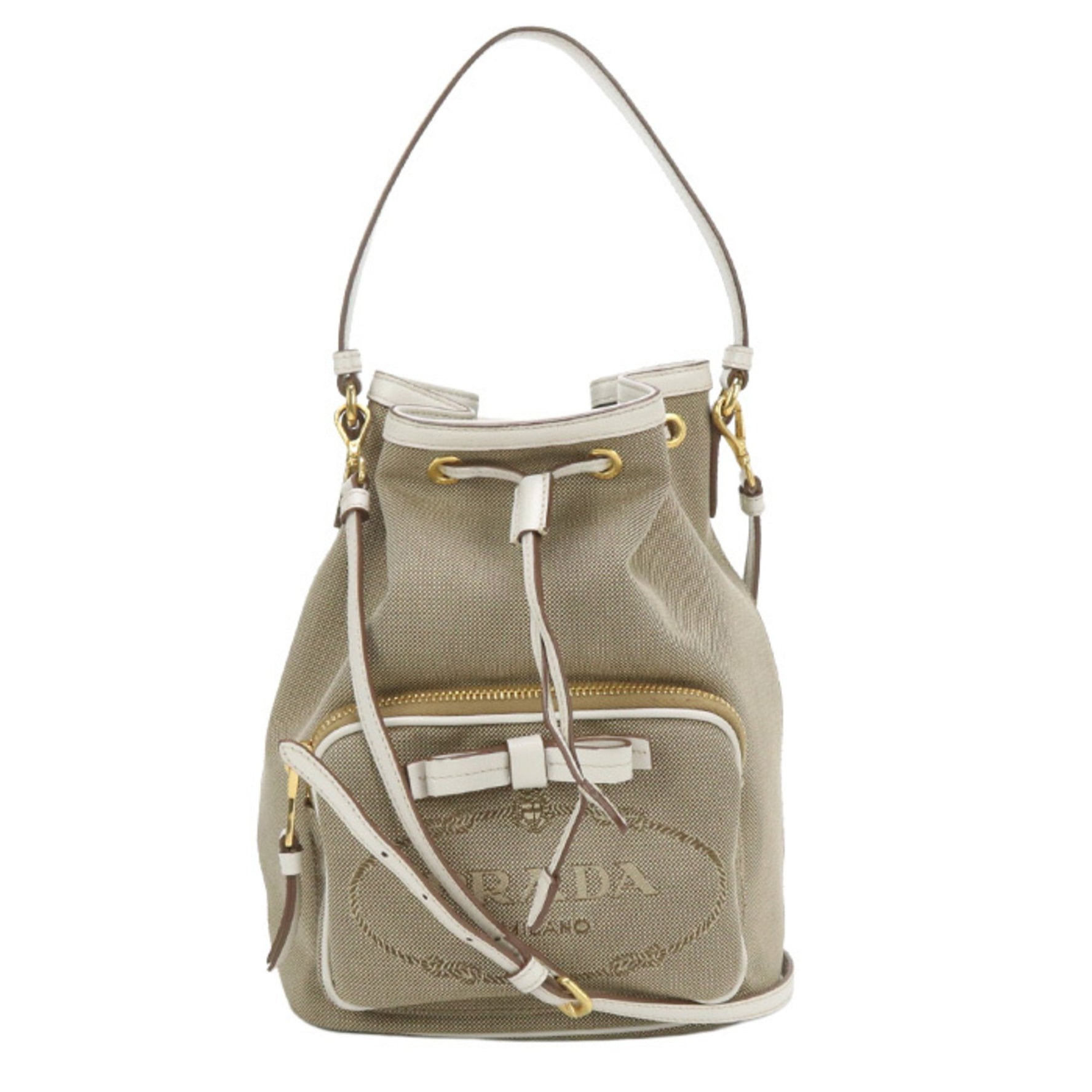 PRADA Handbag Logo Jacquard Bucket Bag