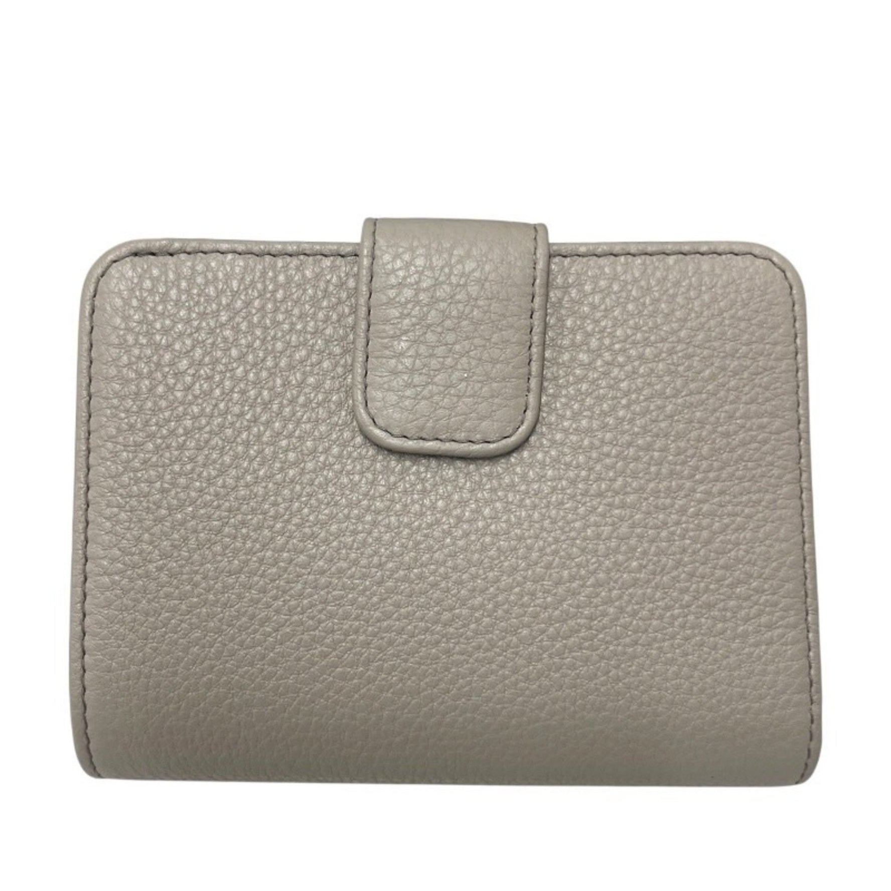PRADA Compact Wallet Leather Bifold Wallet, Greige, L-Shaped Zipper