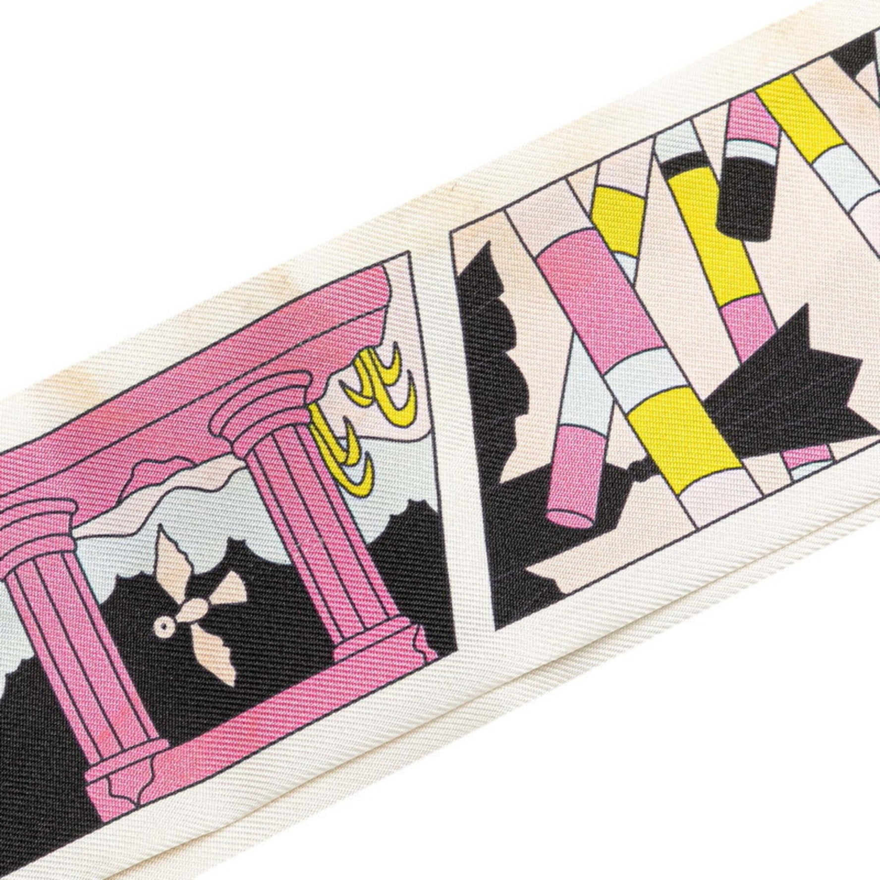 Hermès Twilly Factory Suite Scarf, White and Multicolor Silk, HERMES