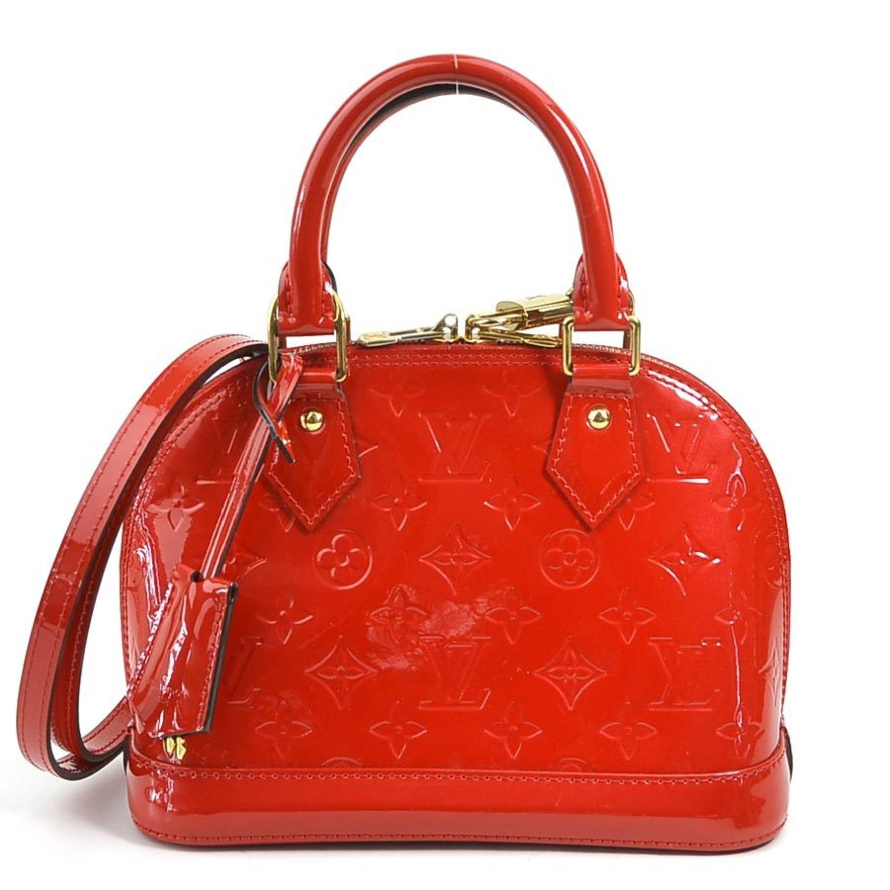 Louis Vuitton Handbag Shoulder Bag Monogram Vernis Alma BB Patent Leather Red Gold