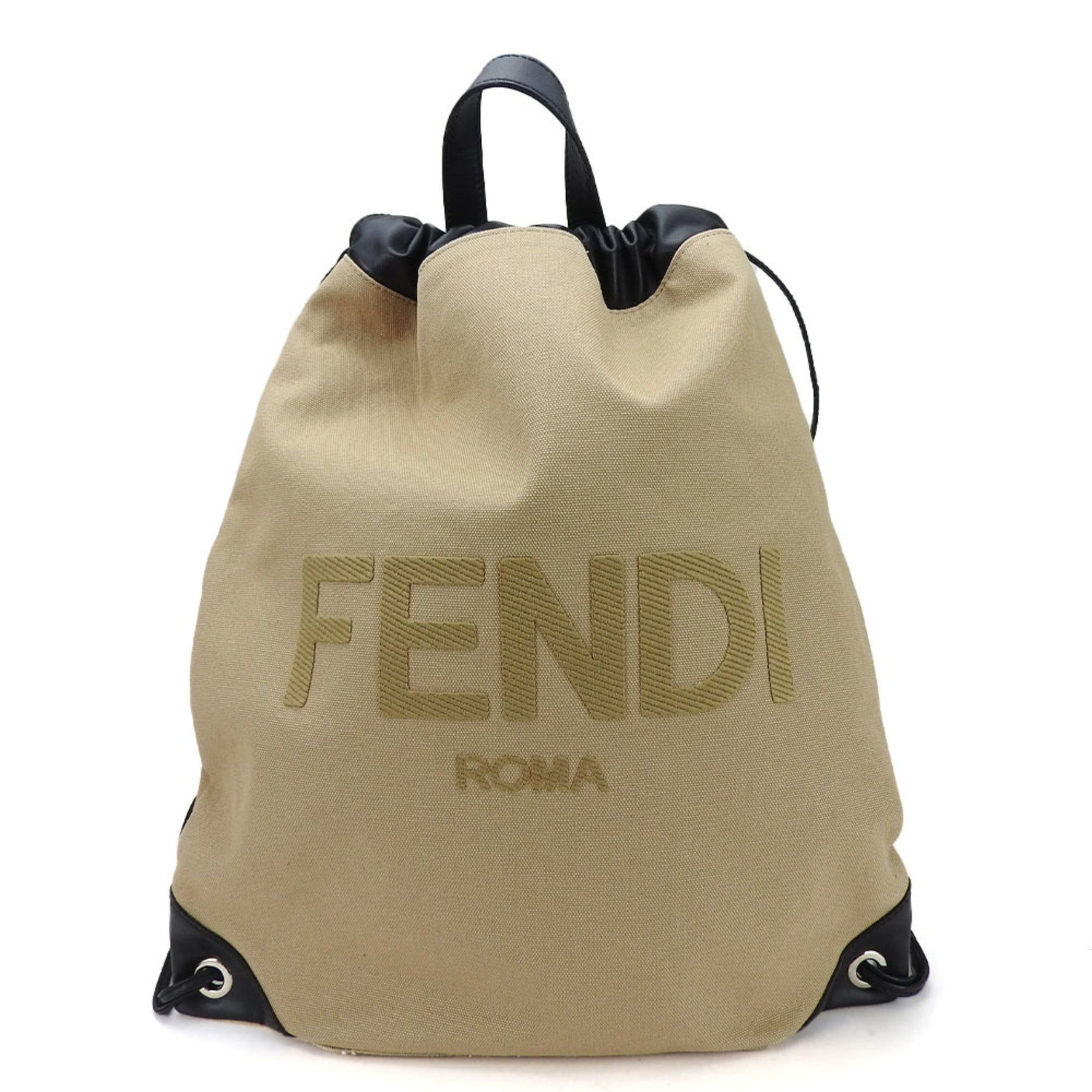 FENDI rucksack backpack canvas leather beige black ladies men