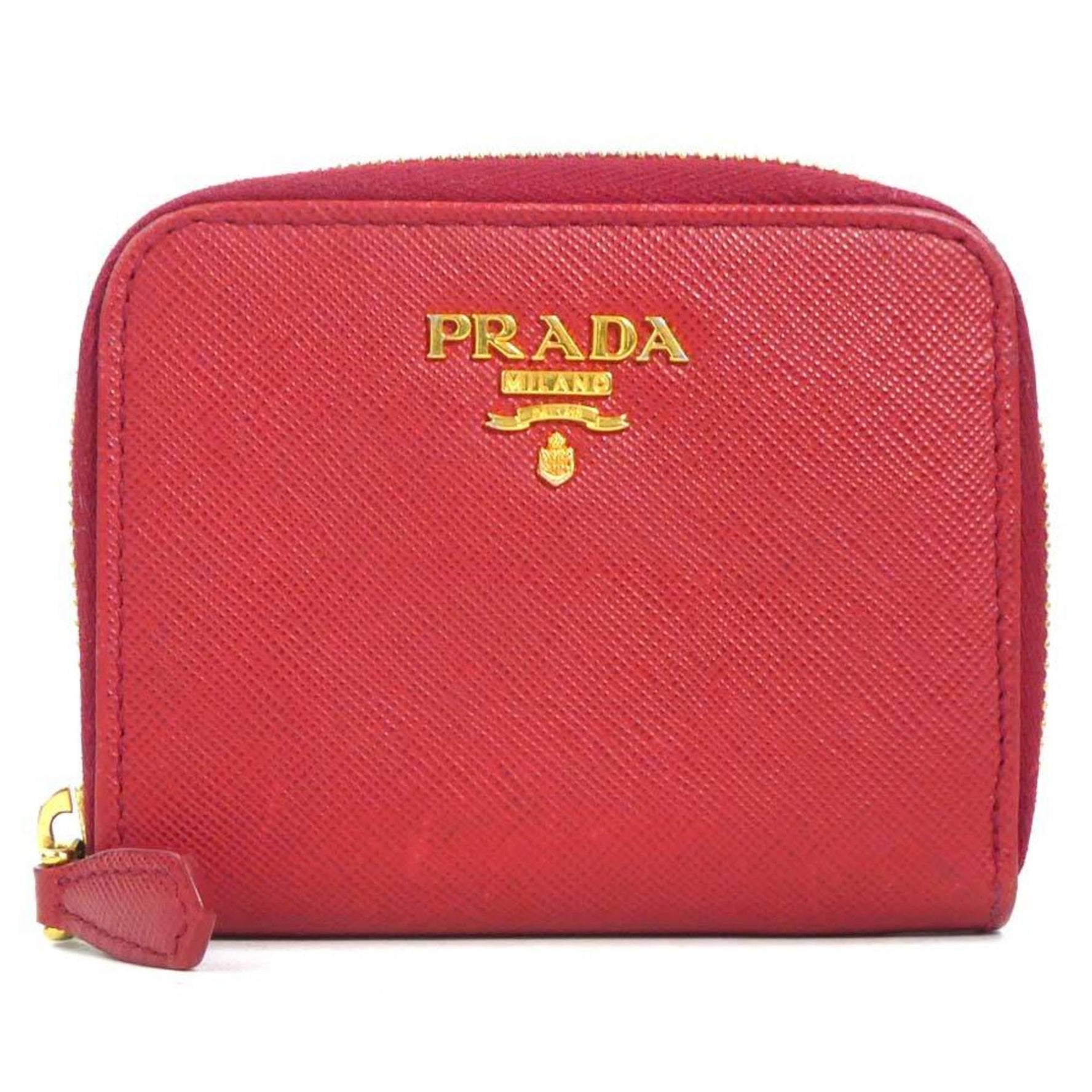 PRADA wallet/coin case leather red men's
